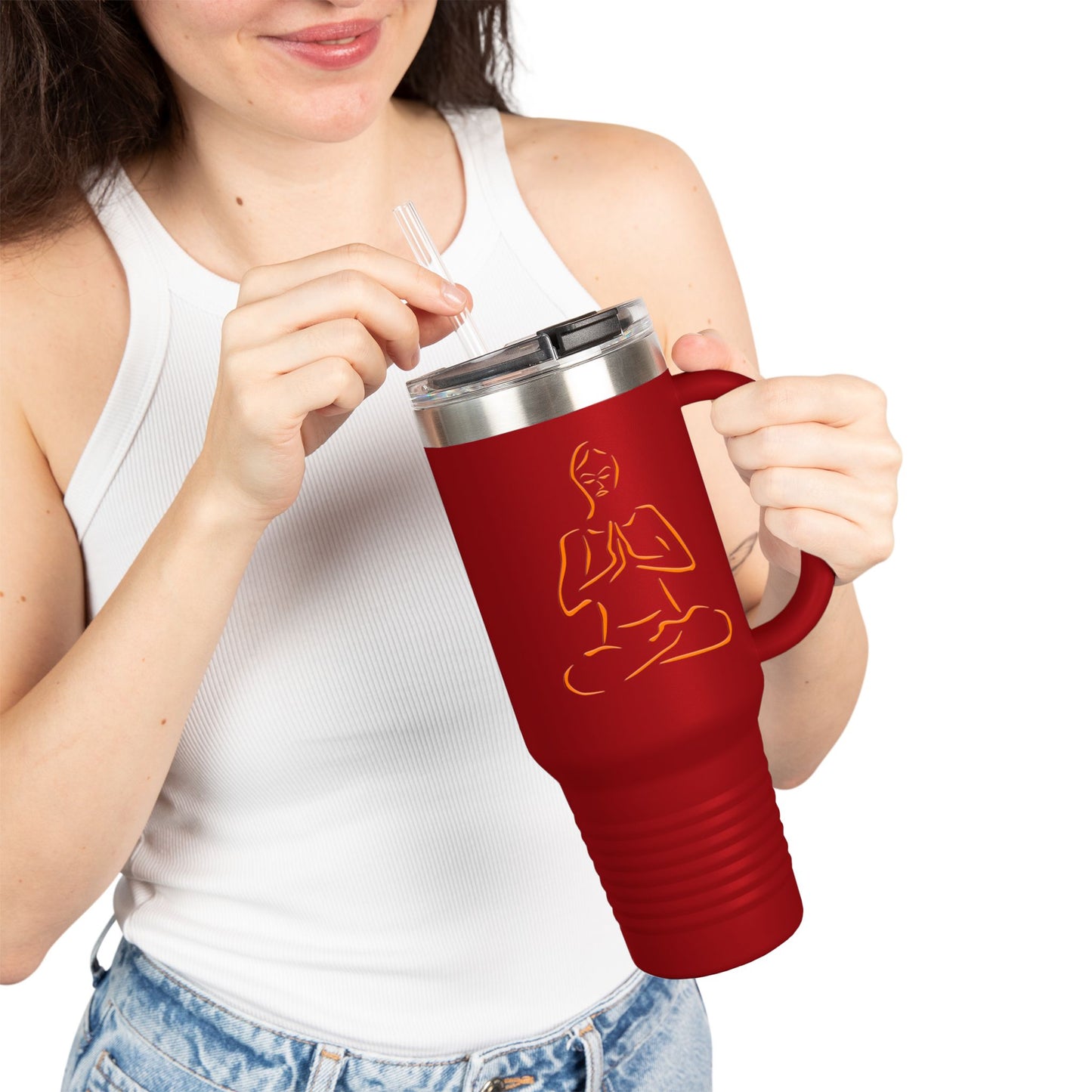 Mindful Travel Mug, Zen Coffee Cup, 40oz Insulated Flask, Inspirational Drinkware, Yoga Gift, Eco-Friendly Travel Tumbler