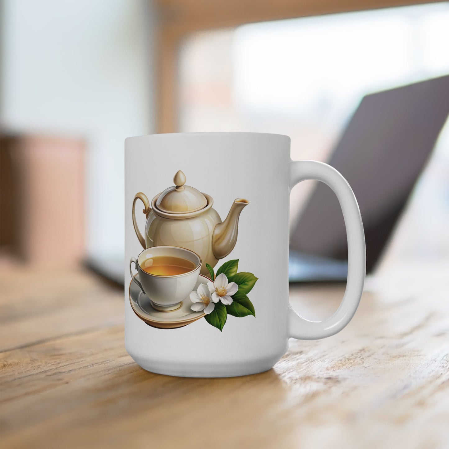 Elegant Tea-Themed Ceramic Mug, Perfect Gift for Tea Lovers, Home Decor, Mother's Day, Gift for Her, Cozy Mornings, Kitchenware
