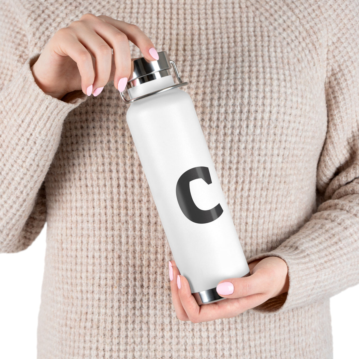 Personalized Copper Insulated Water Bottle, 22oz - "C" Custom Monogram