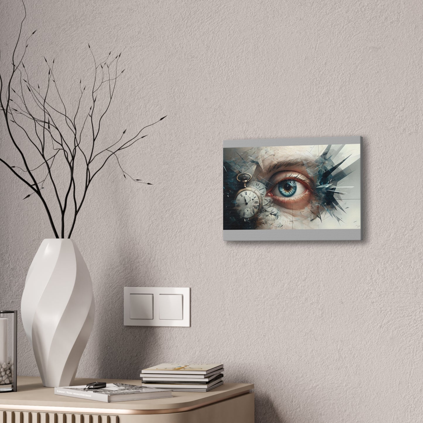 Surreal Canvas Wall Art, Eye with Vintage Clock