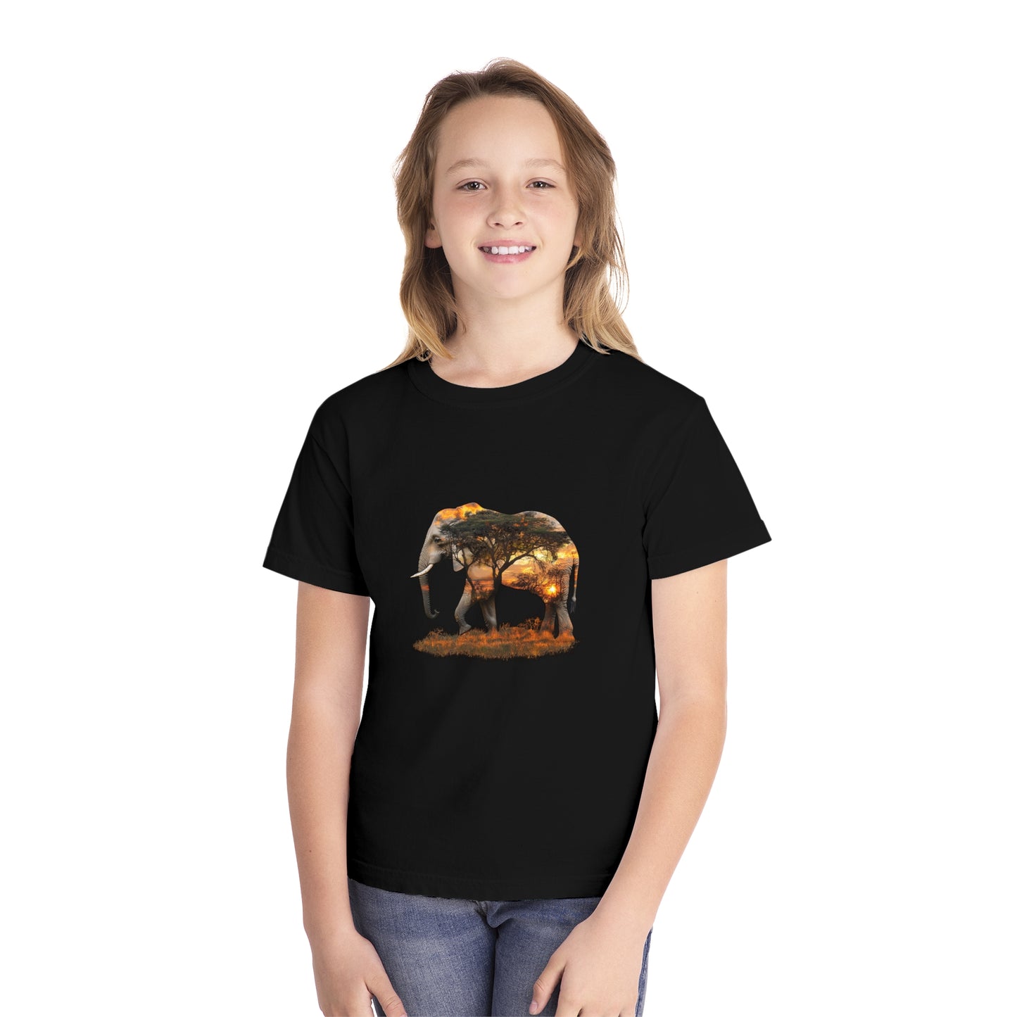 Elephant Silhouette Youth Tee | Nature Lover Shirt, Kids Wildlife Gift, Eco-Friendly Apparel, Safari Theme Tee, Adventure Clothing
