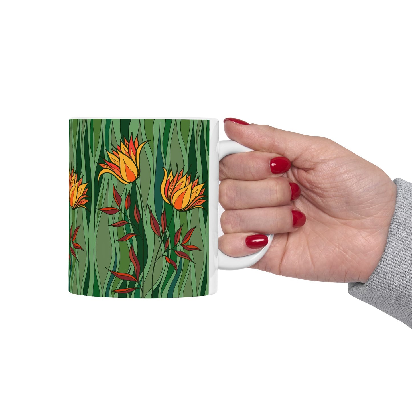 Vibrant Floral Ceramic Mug - Perfect Gift for Flower Lovers, Tea and Coffee Enthusiasts, Home Decor, Spring Celebrations, Unique Kitchenware