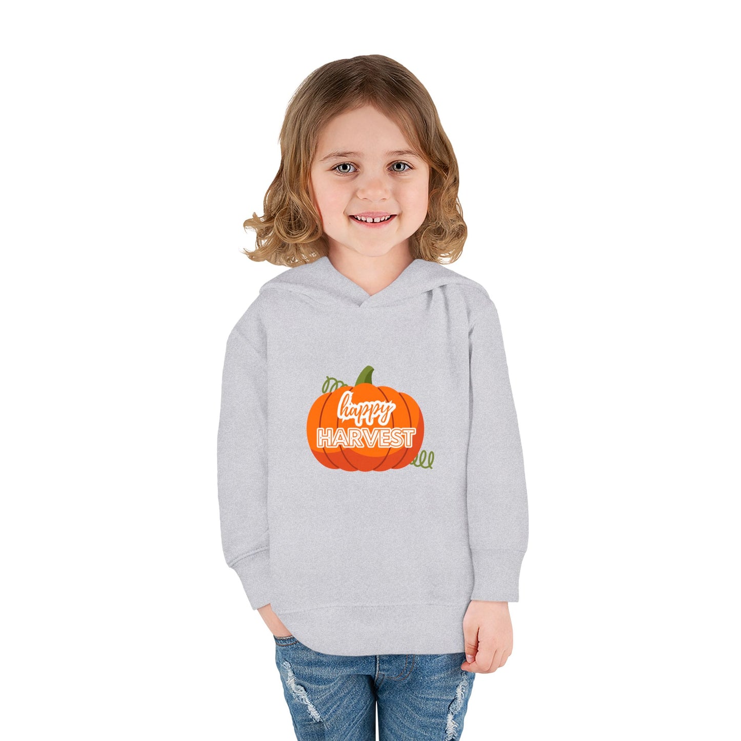 Toddler Happy Harvest Pullover Hoodie, Fall Kids Sweatshirt, Pumpkin Hoodie, Thanksgiving Gift, Cozy Autumn Wear