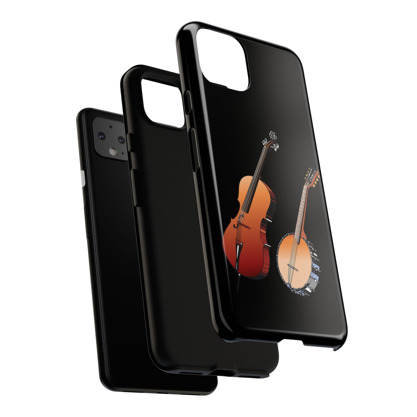Musical Instrument Phone Case - Violin & Banjo Design, Music Lover Gift, Unique Phone Cover, Holiday Gift, Durable Tough Cases