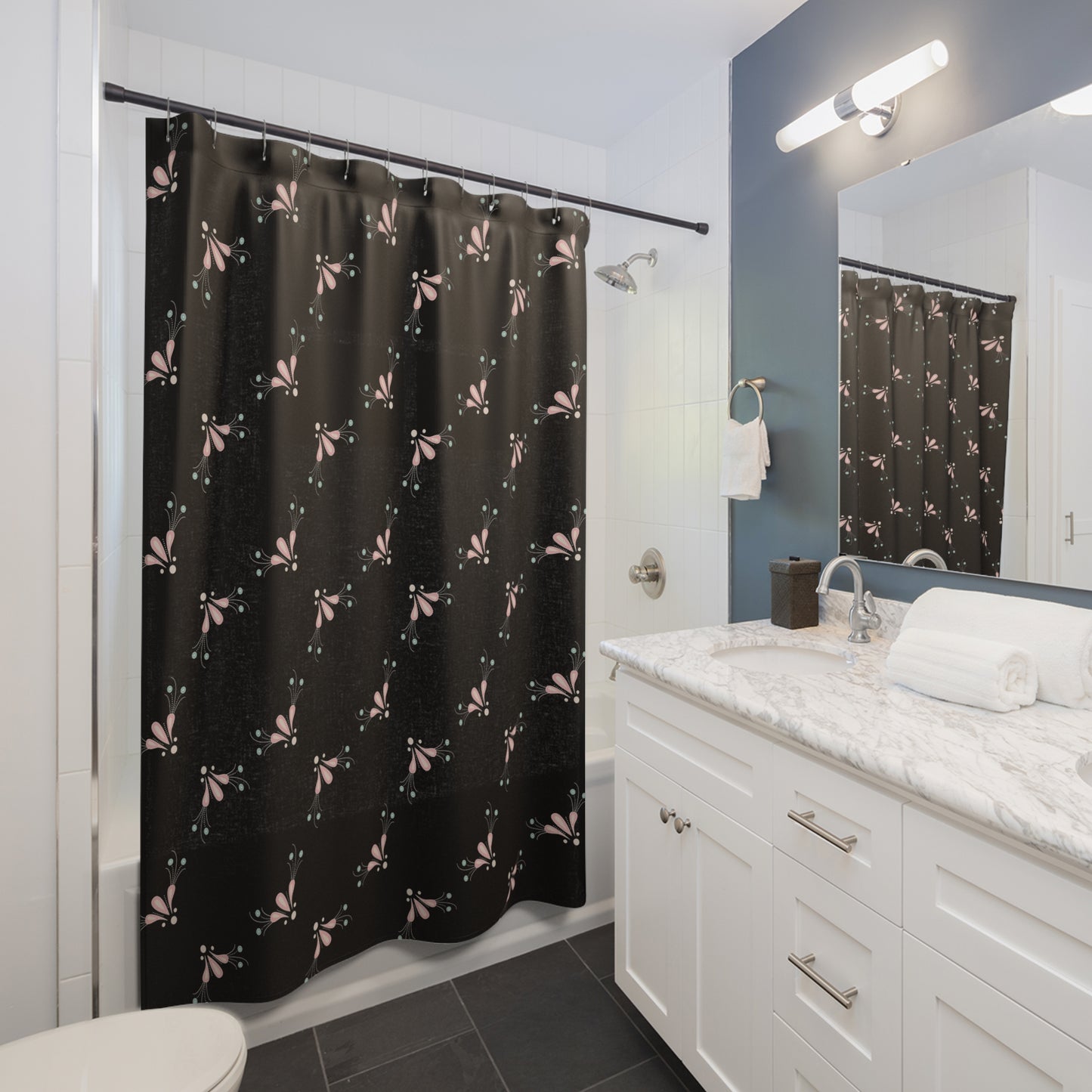 Elegant Floral Shower Curtain, Boho Bathroom Decor, Modern Home Accessory, Unique Gift for Housewarming, Stylish Privacy Solution