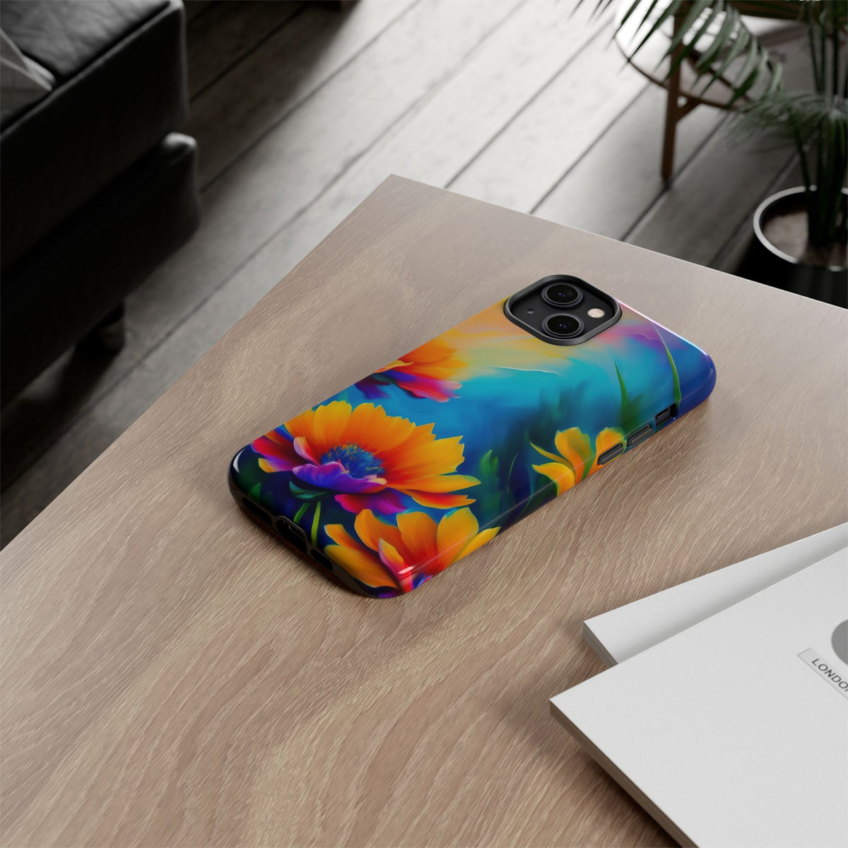 Floral Burst Tough Phone Case — Vibrant Watercolor Flowers Protective Cover