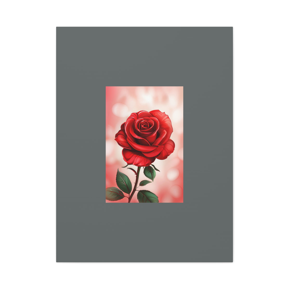 Red Rose Vertical Matte Canvas Print — Romantic Floral Wall Art