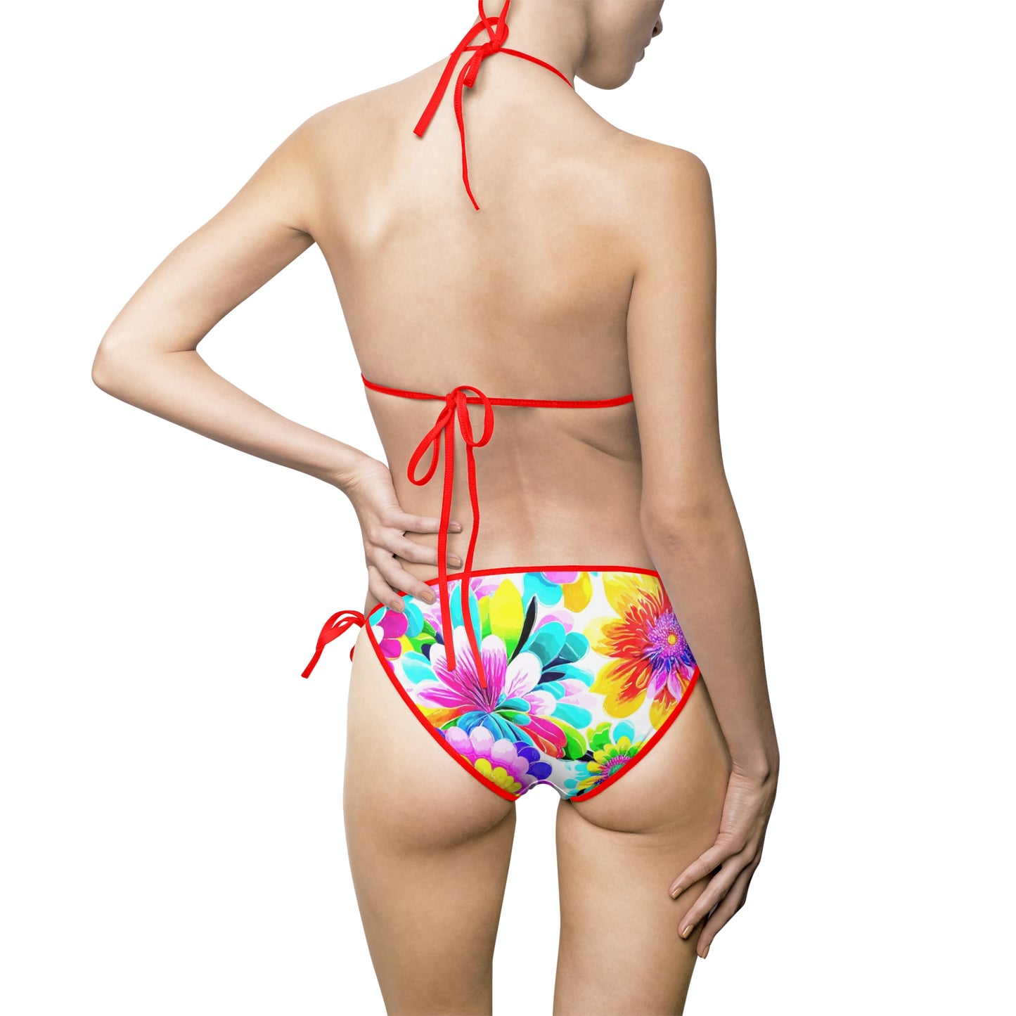 Vibrant Floral Women's Bikini Swimsuit, Beachwear, Summer Swimwear, Pool Party, Vacation Ready, Tropical Print