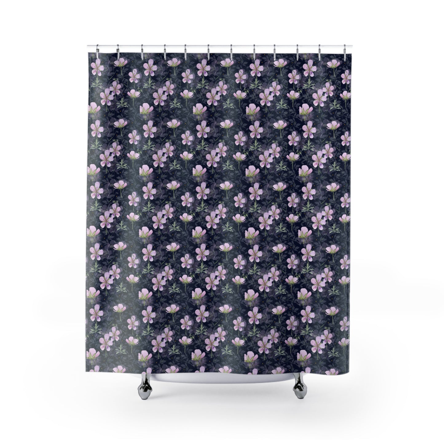 Floral Shower Curtain with Purple Blooms, Bathroom Decor, Bohemian Vibe, Gift for Spring, Home Makeover, Wedding Registry