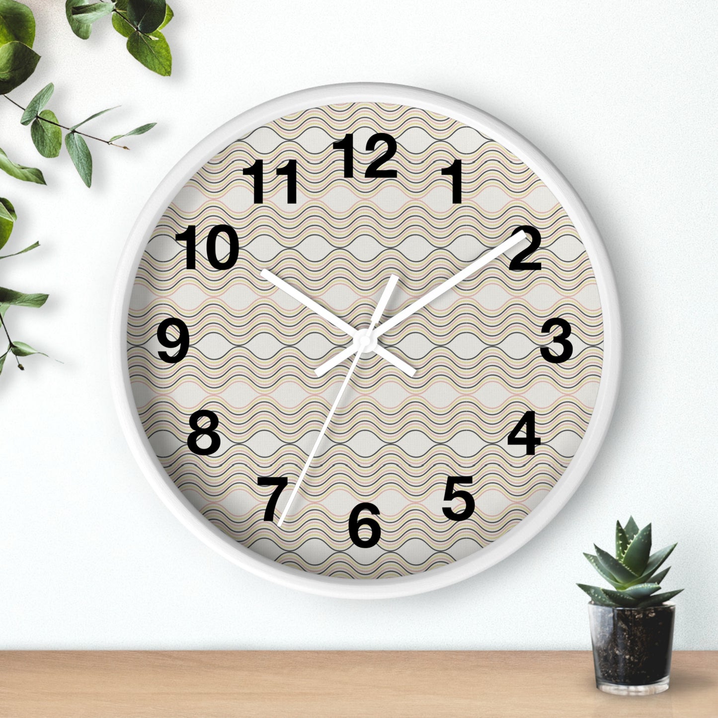 Modern Wave Pattern Wall Clock, Home Decor, Unique Gift, Coastal Vibes, Timepiece, Minimalist Design, Office Decor