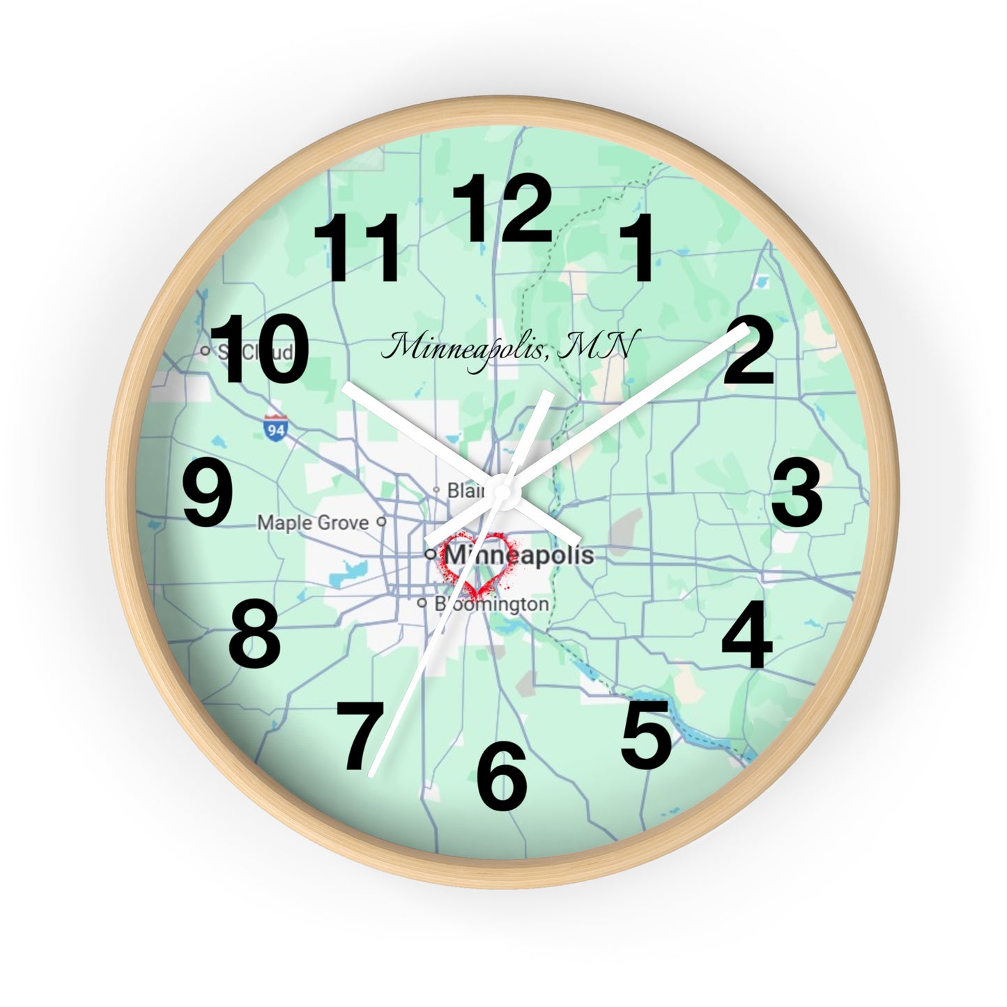Personalized Map Wall Clock, Custom Home Decor, Minneapolis Gift, Modern Clock, Unique Housewarming, Wall Art, Office Decor