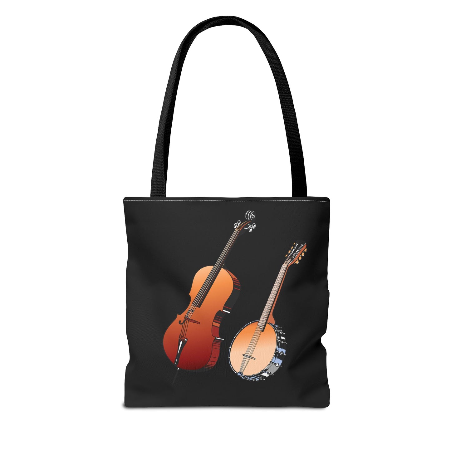 Musical Instruments Tote Bag, Music Lover Gift, Banjo and Cello Design, Stylish Grocery Tote, Concert Bag, Eco-Friendly Carryall