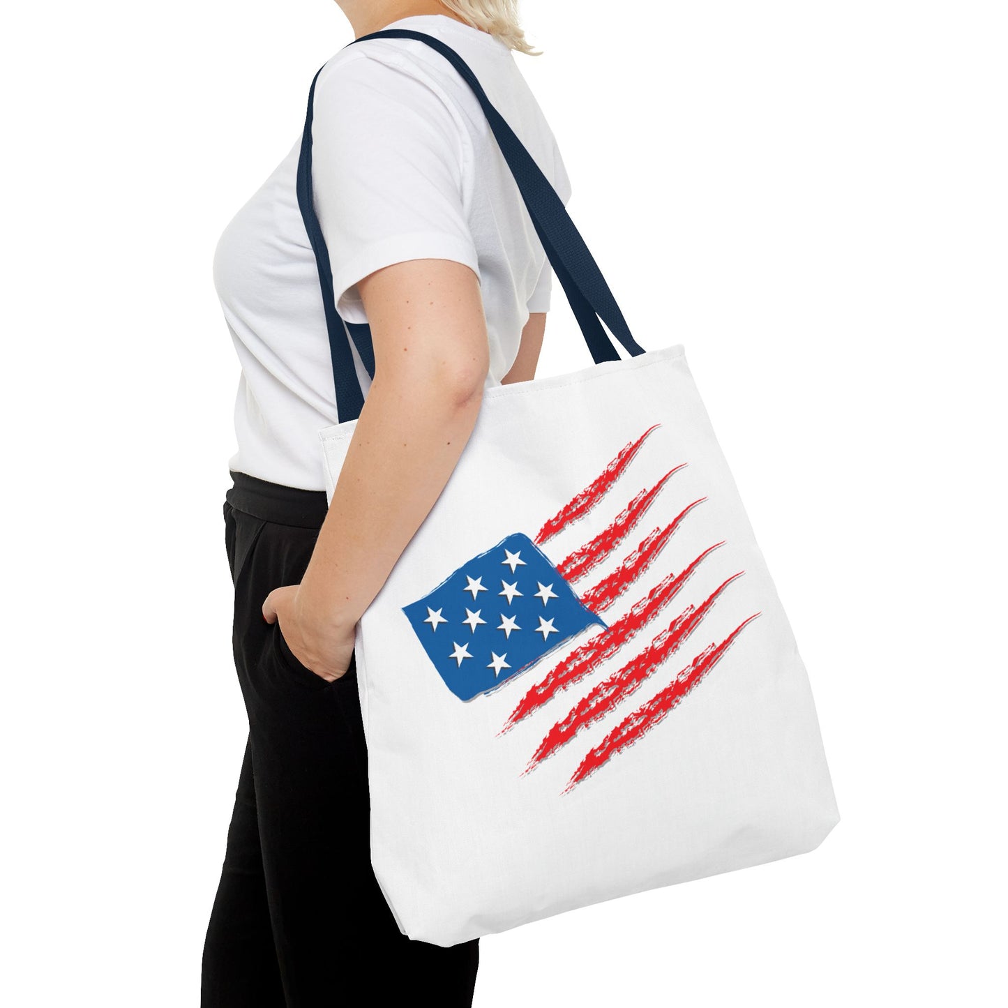 Patriotic Tote Bag | USA Pride | American Flag Design | Eco-Friendly Market Bag | Gift for Fourth of July, Veterans, Memorial Day