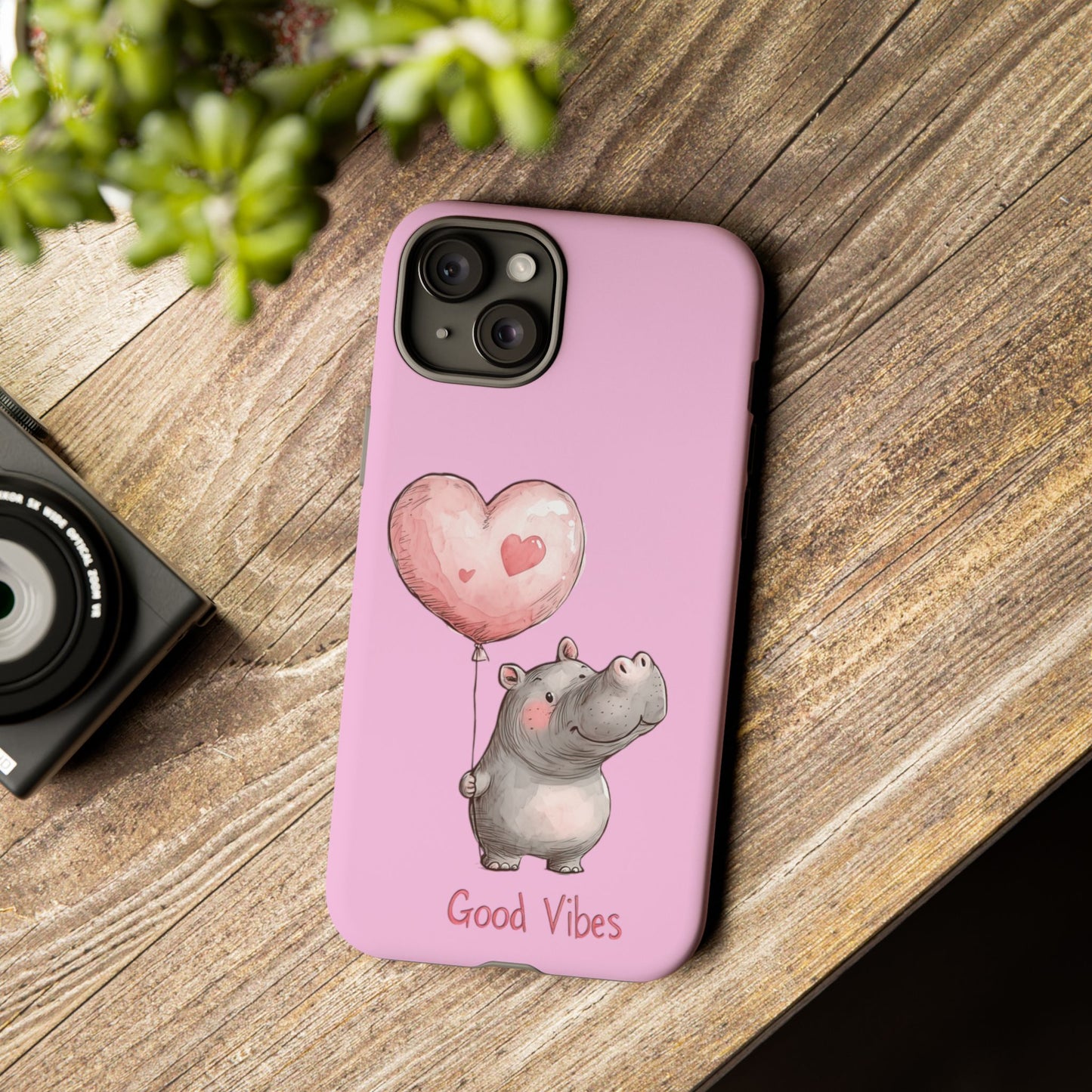 Cute Hippo Phone Case | Good Vibes, Gift for Friends, Cute Phone Accessories, Animal Lover Gift, Happy Phone Cover