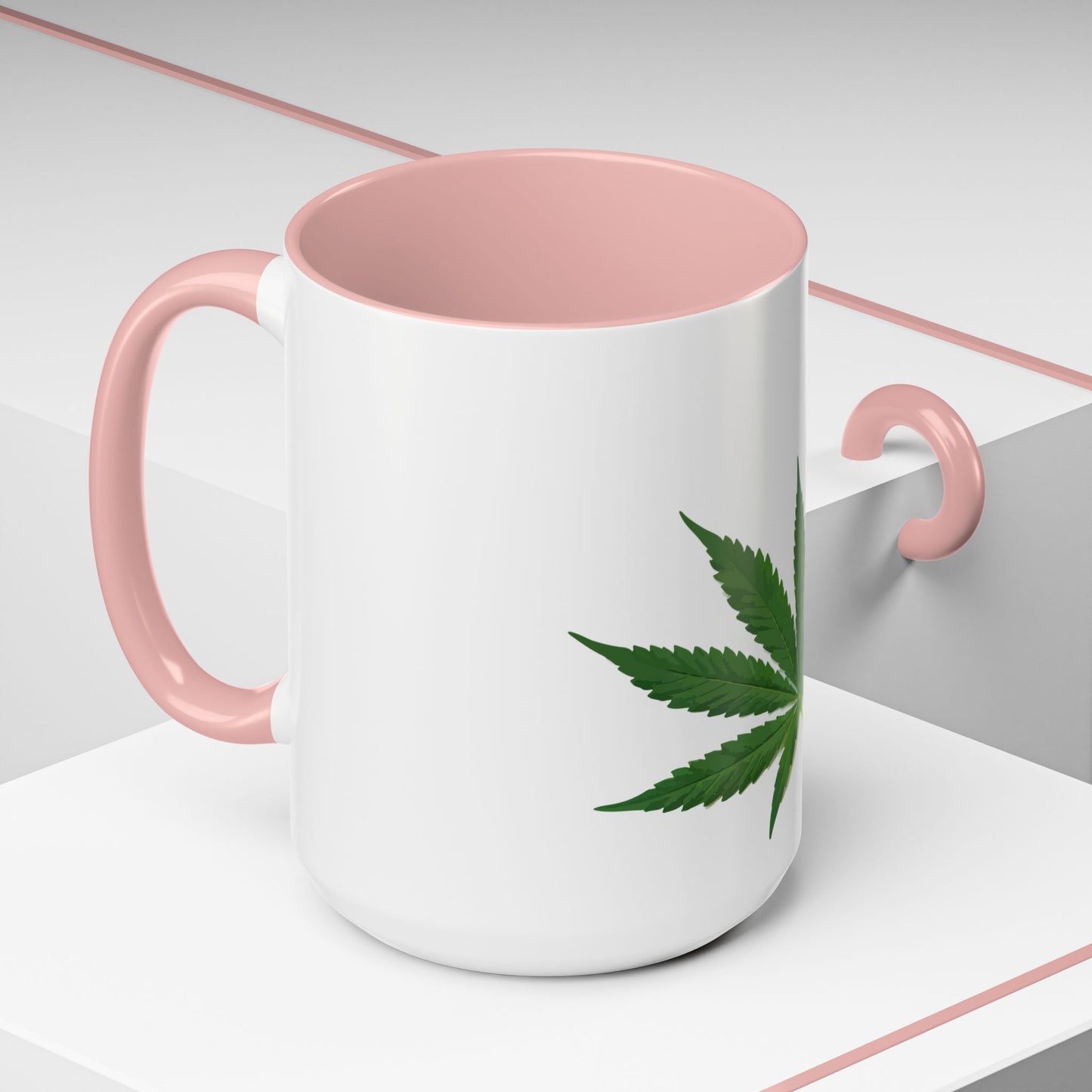 Marijuana Leaf Accent Coffee Mug | Cannabis Lover's Gift, Unique Coffee Cup, Pothead Mug, Stoner Gift Idea, Greenery Decor