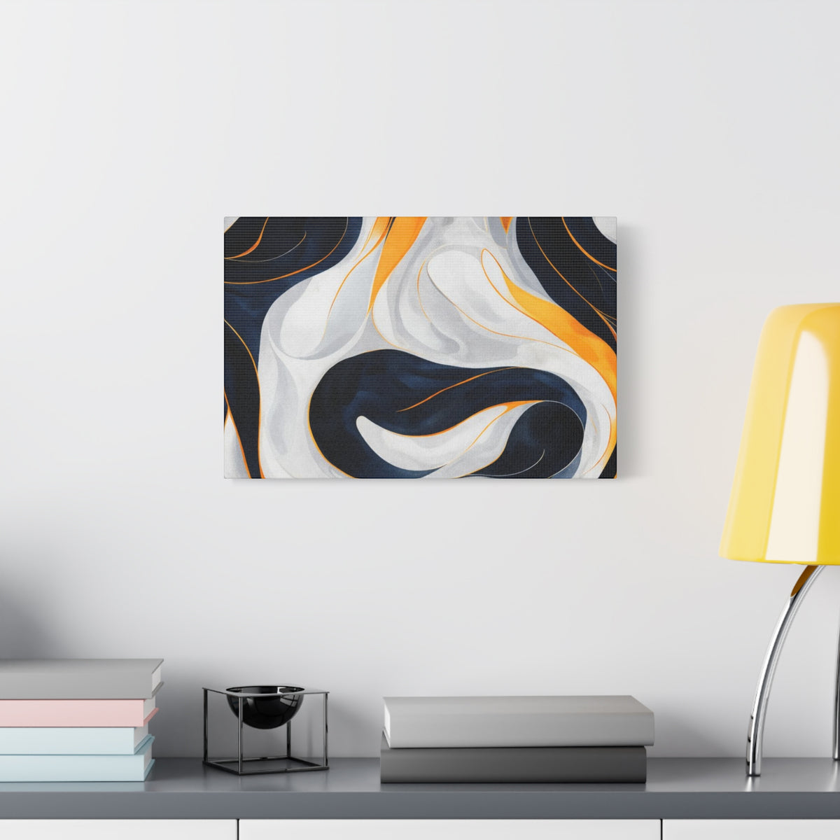 Abstract Navy & Gold Swirl Matte Canvas Wall Art