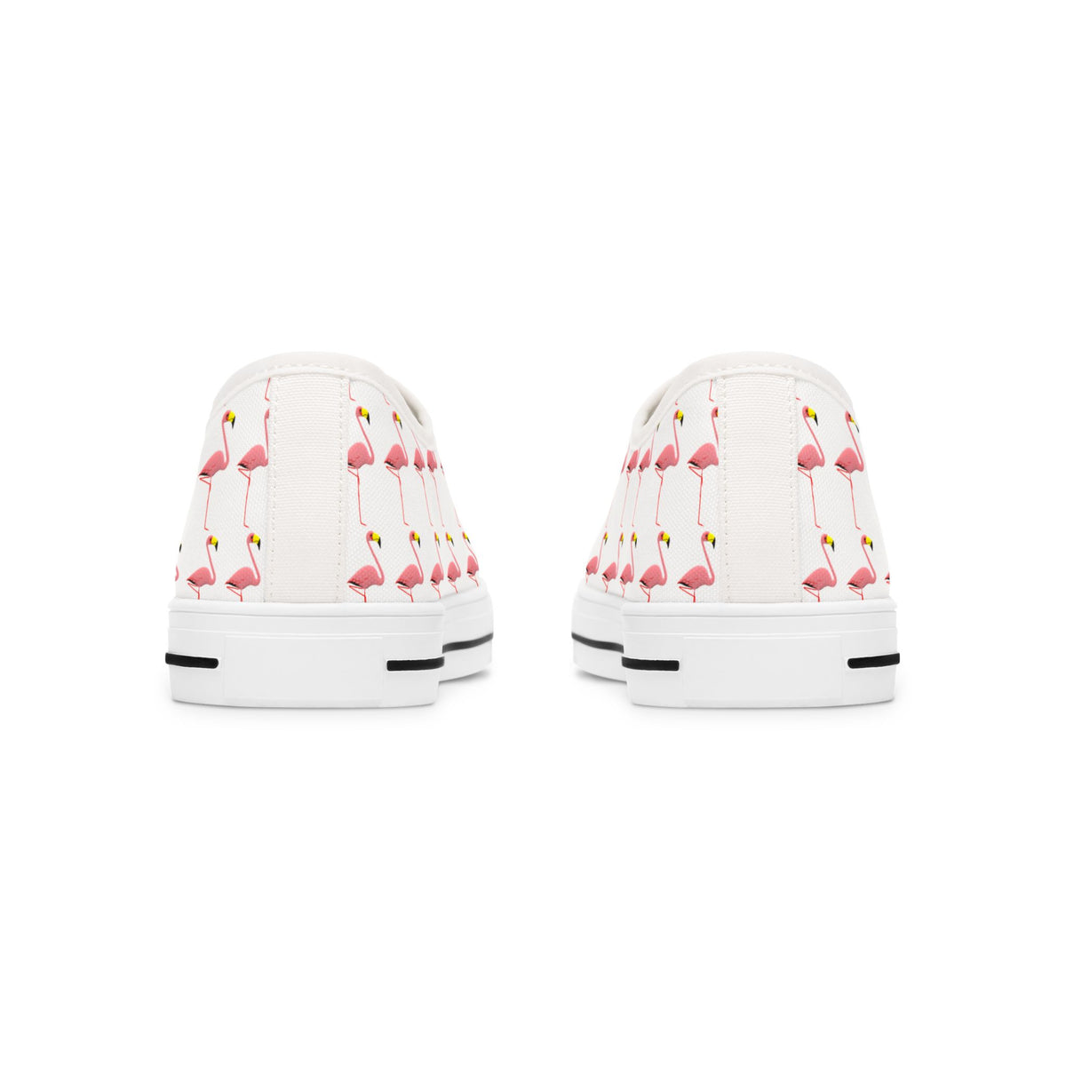 Low Top Sneakers — Pink Flamingo Pattern Casual Canvas Shoes