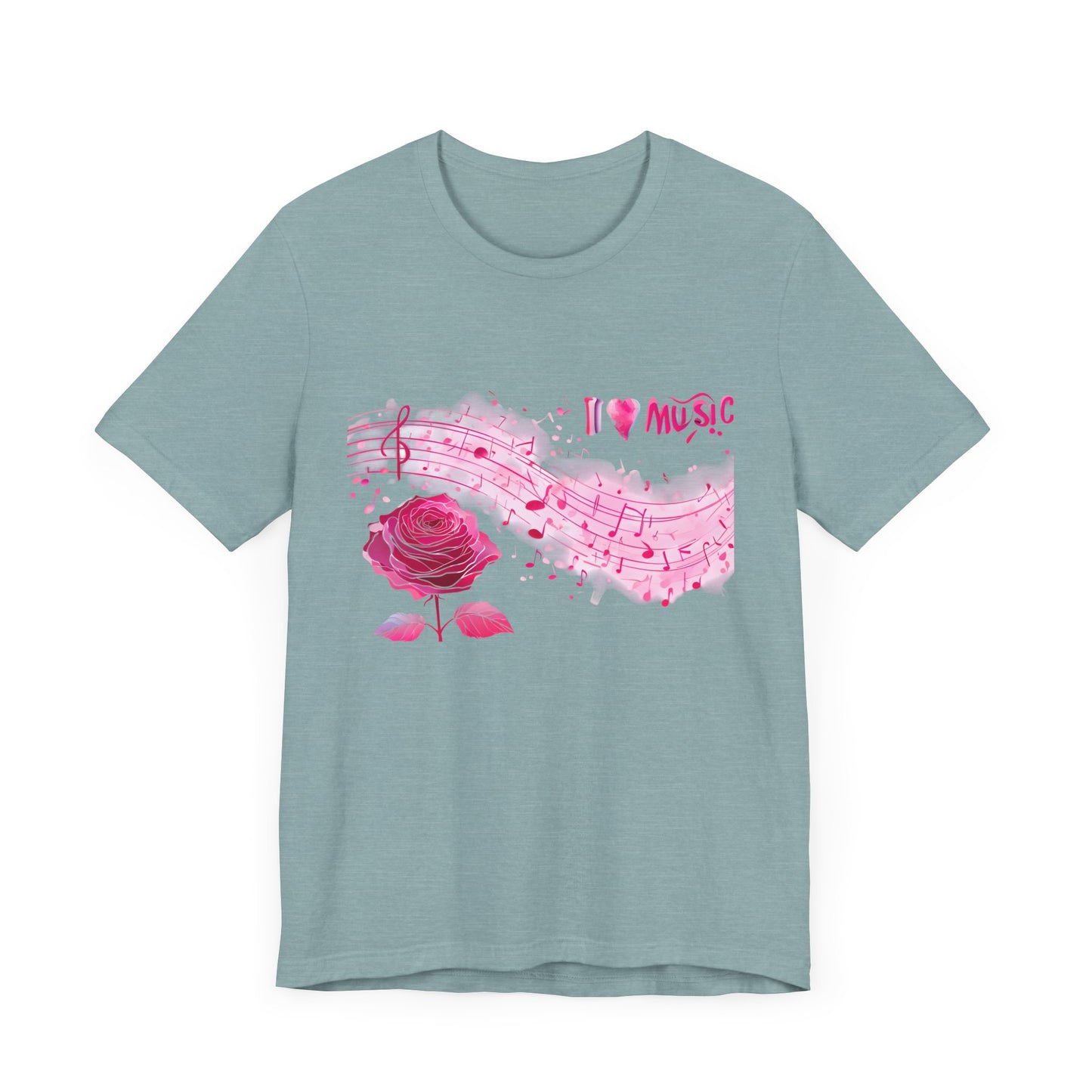 I Love Music Tee, Music Lover Shirt, Floral Music Notes Top