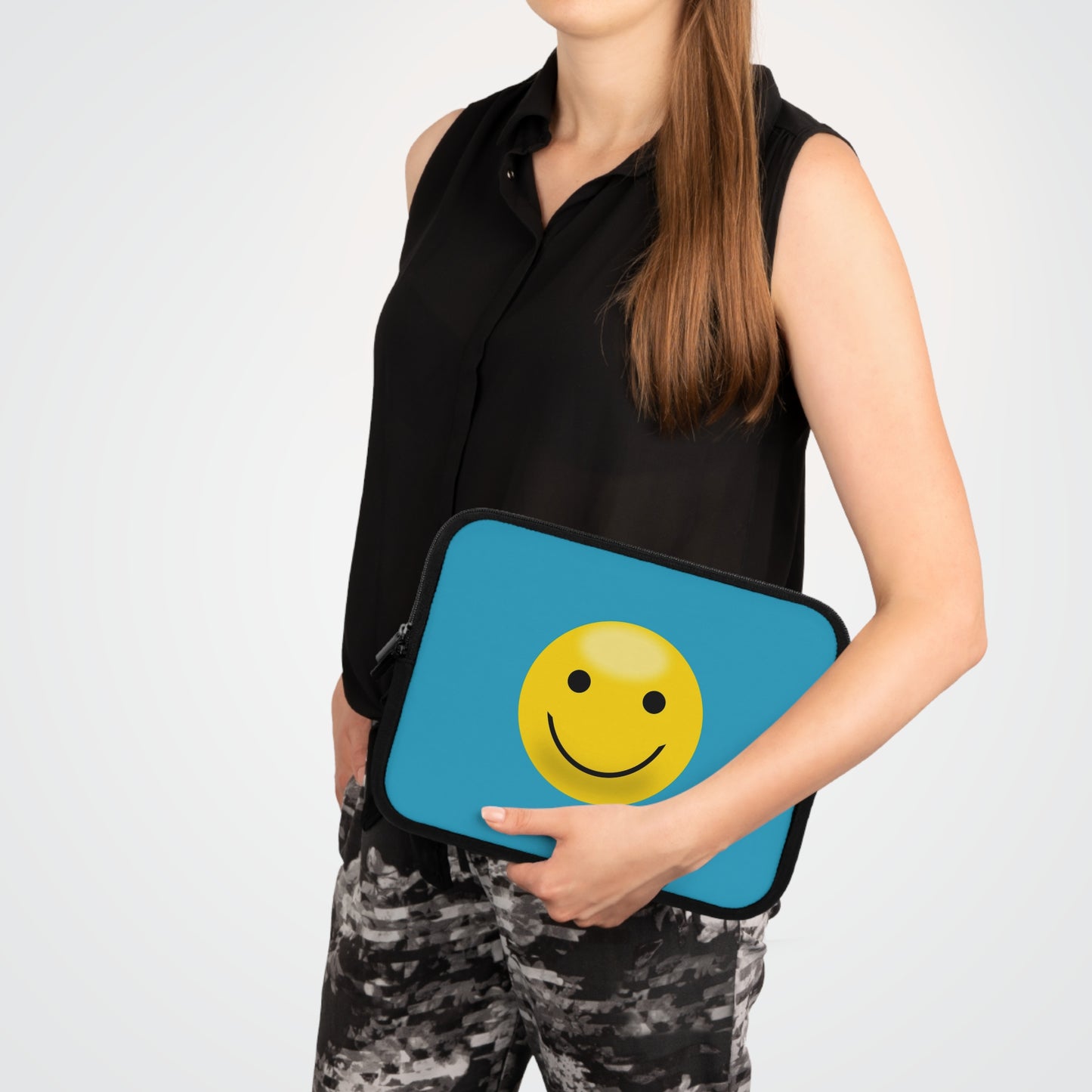 Smiley Face Laptop Sleeve | Cute Laptop Case, Tech Accessory, Gift for Students, Personalized Tech Sleeve, Vibrant Laptop Cover
