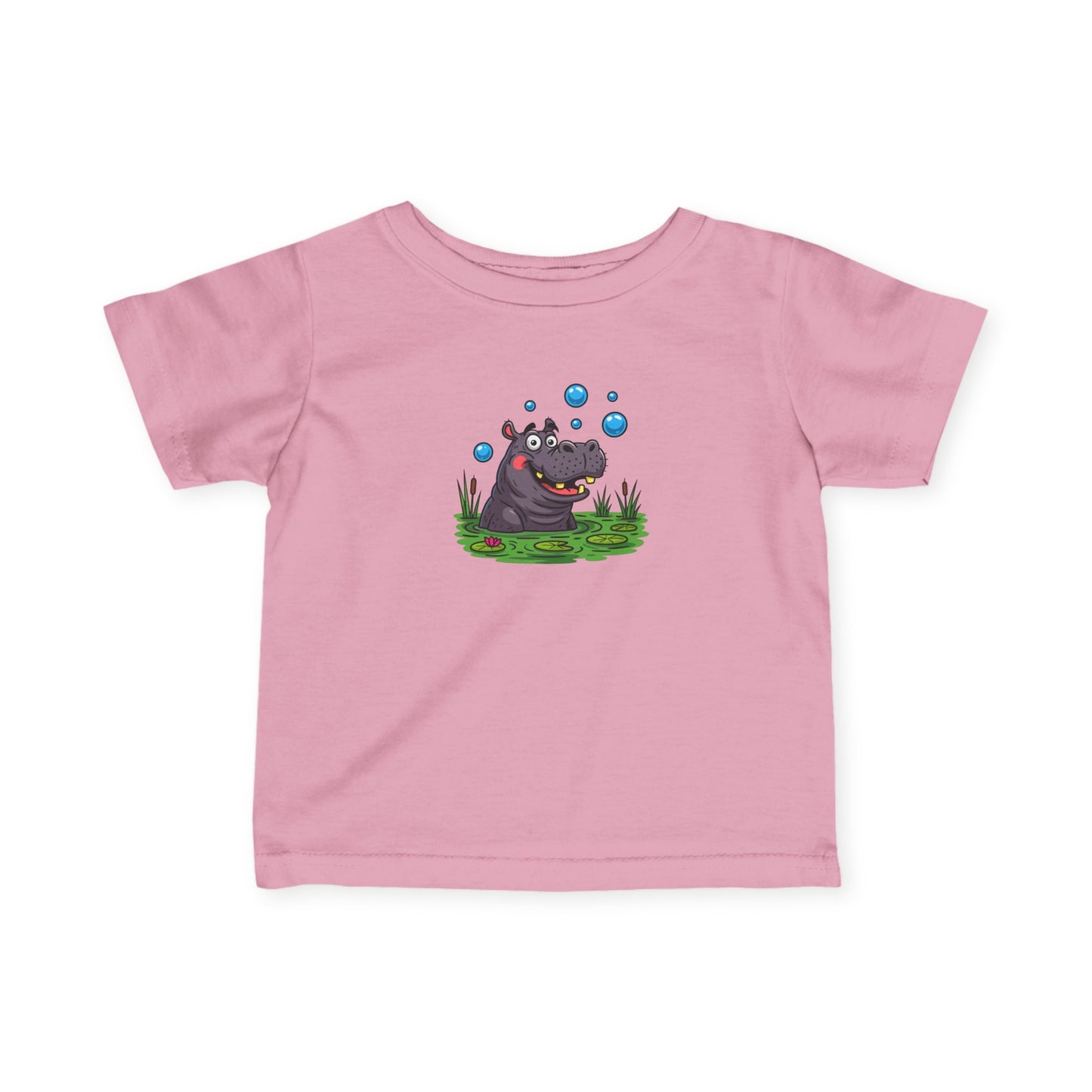 Cute Hippo Infant Tee with Bubbles, Baby Shirt, Toddler T-Shirt, Fun Kids Clothing, Unique Baby Gift, Pram Outfit