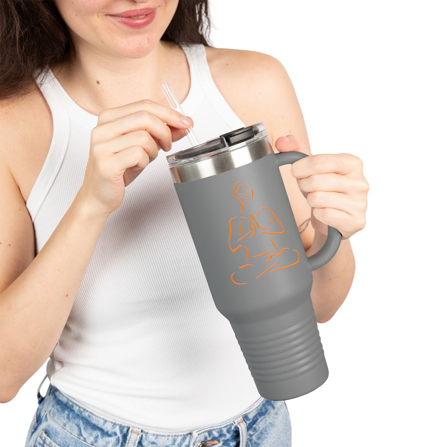 Mindful Travel Mug, Zen Coffee Cup, 40oz Insulated Flask, Inspirational Drinkware, Yoga Gift, Eco-Friendly Travel Tumbler