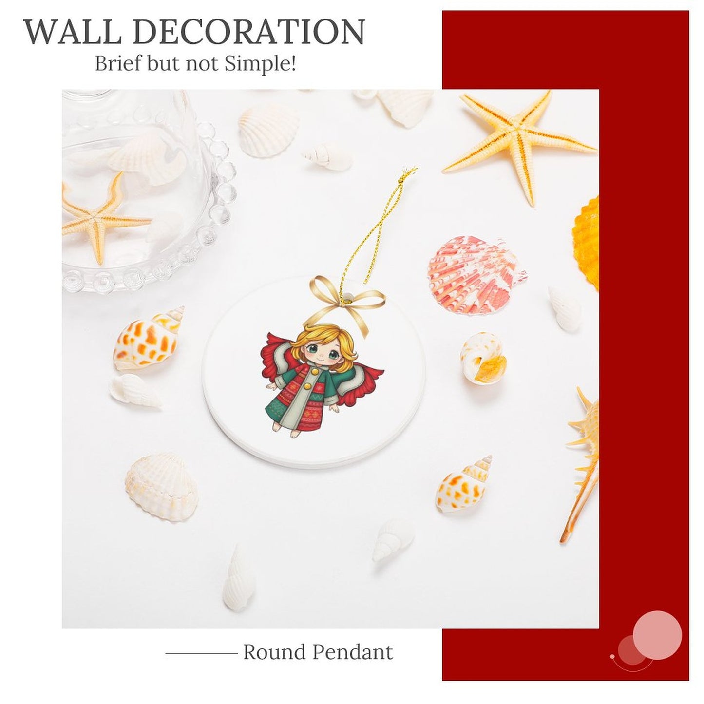 Round Ceramic Christmas Ornament (Matte Surface)