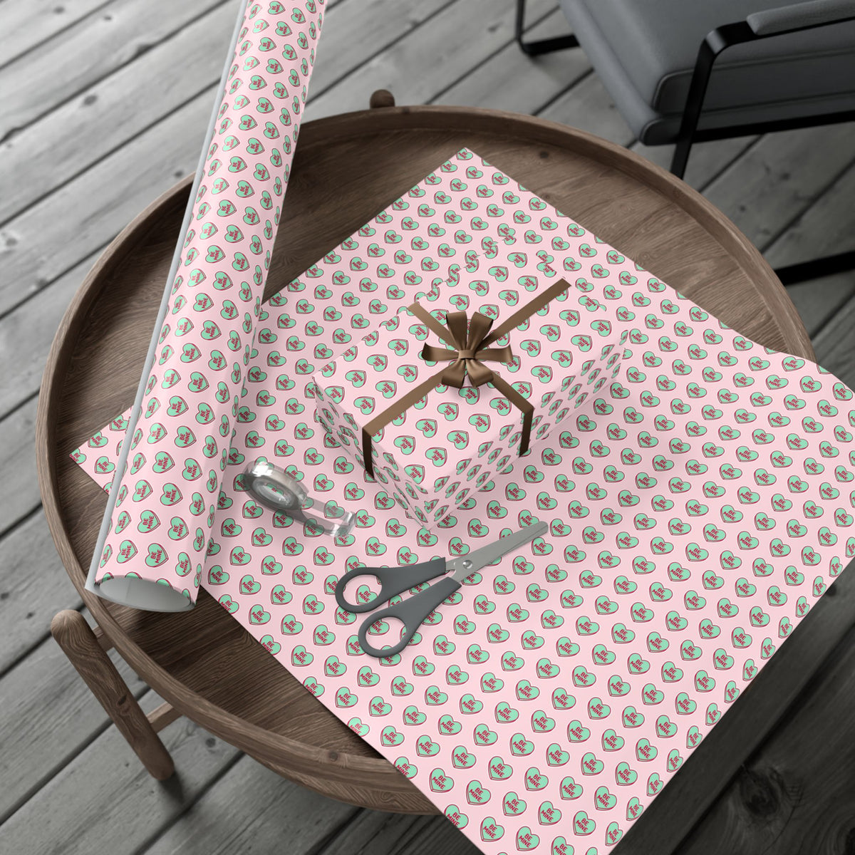 Valentine 'Be Mine' Heart Gift Wrap Paper – Pink Romantic Wrapping Sheets