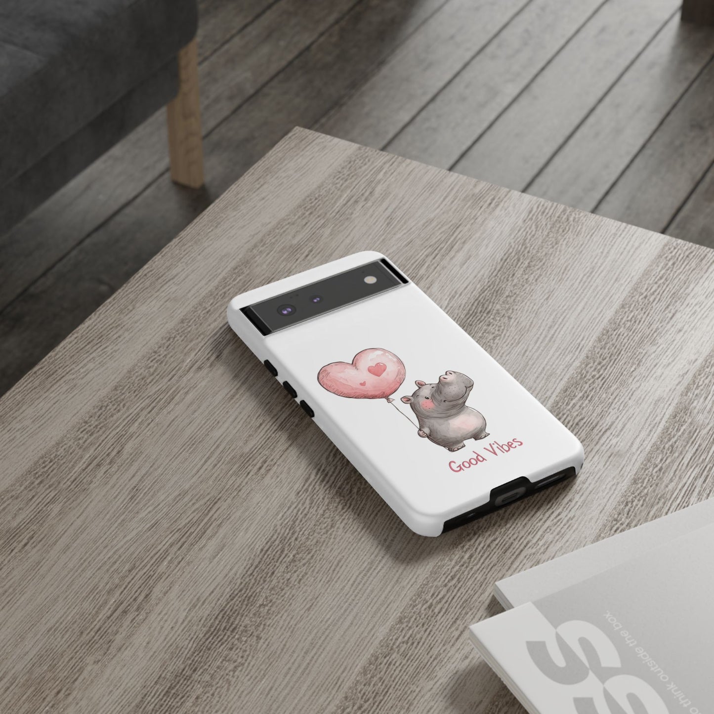Cute Hippo Phone Case - Good Vibes Design, Animal Lover Gift, Fun Accessory, Birthday Present, Phone Accessories