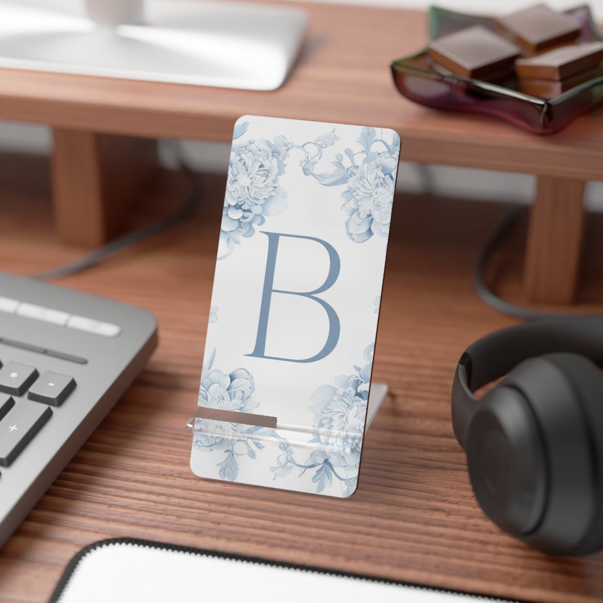 Elegant Smartphone Display Stand, Floral Phone Holder, Personalized Desk Organizer, Cute Gift for Her, Home Office Decor