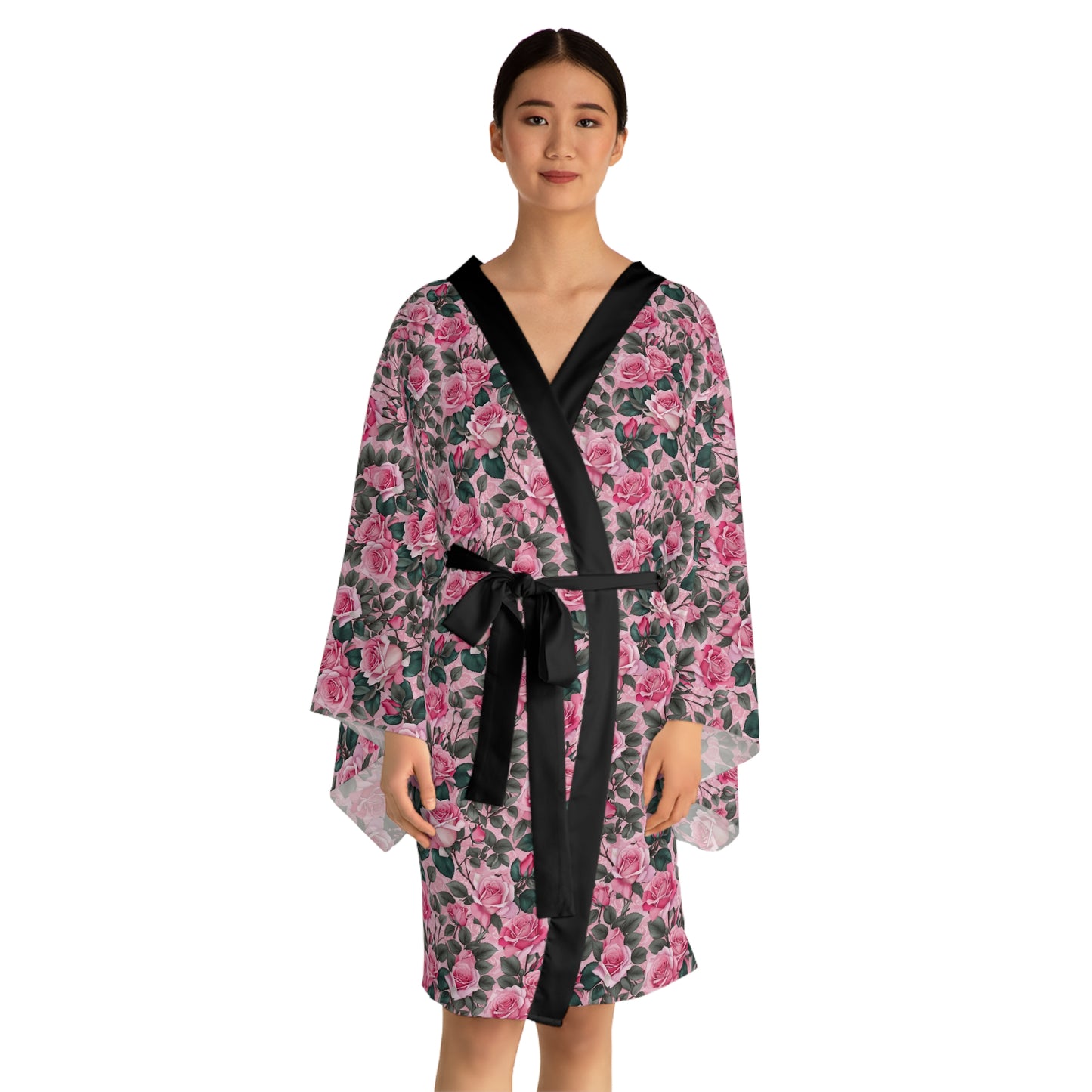 Floral Long Sleeve Kimono Robe, Cozy Loungewear, Gift for Her, Relaxing Homewear, Boho Chic, Mother's Day Robe