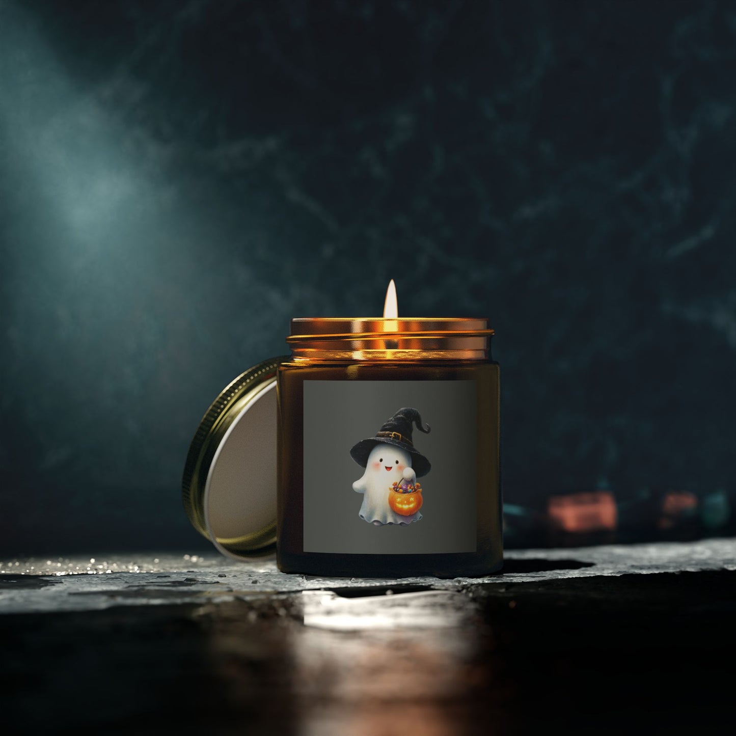 Halloween Scented Candle, Ghost Design, Eco-Friendly Coconut Apricot Wax, 4oz 9oz Pumpkin Spice, Autumn Decor, Gift Idea