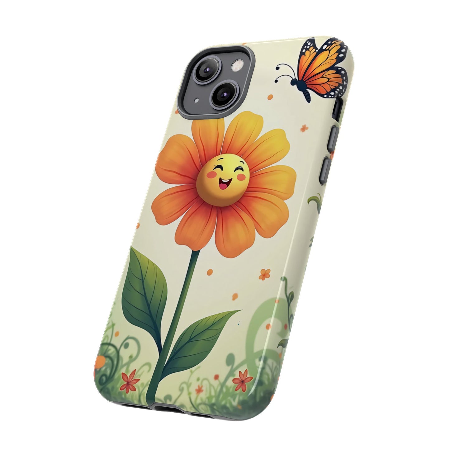 Floral Phone Case with Butterfly Design, Cute Flower Phone Cover for Nature Lovers, Eco-Friendly Gift, Spring Vibes, Birthday Present