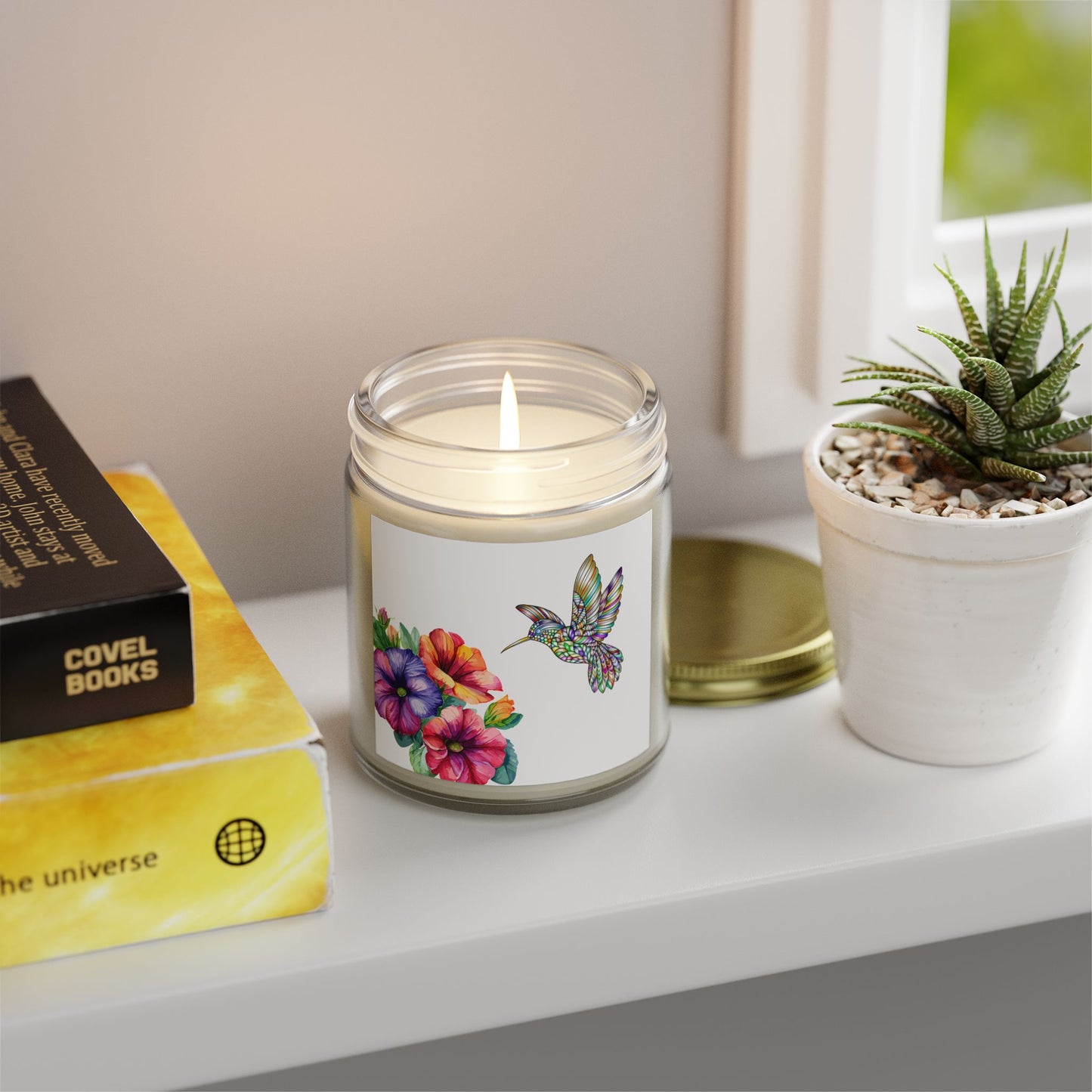 Scented Candles - Tropical Essence, Floral & Hummingbird Design, Relaxation Gift, Home Decor, Aromatherapy