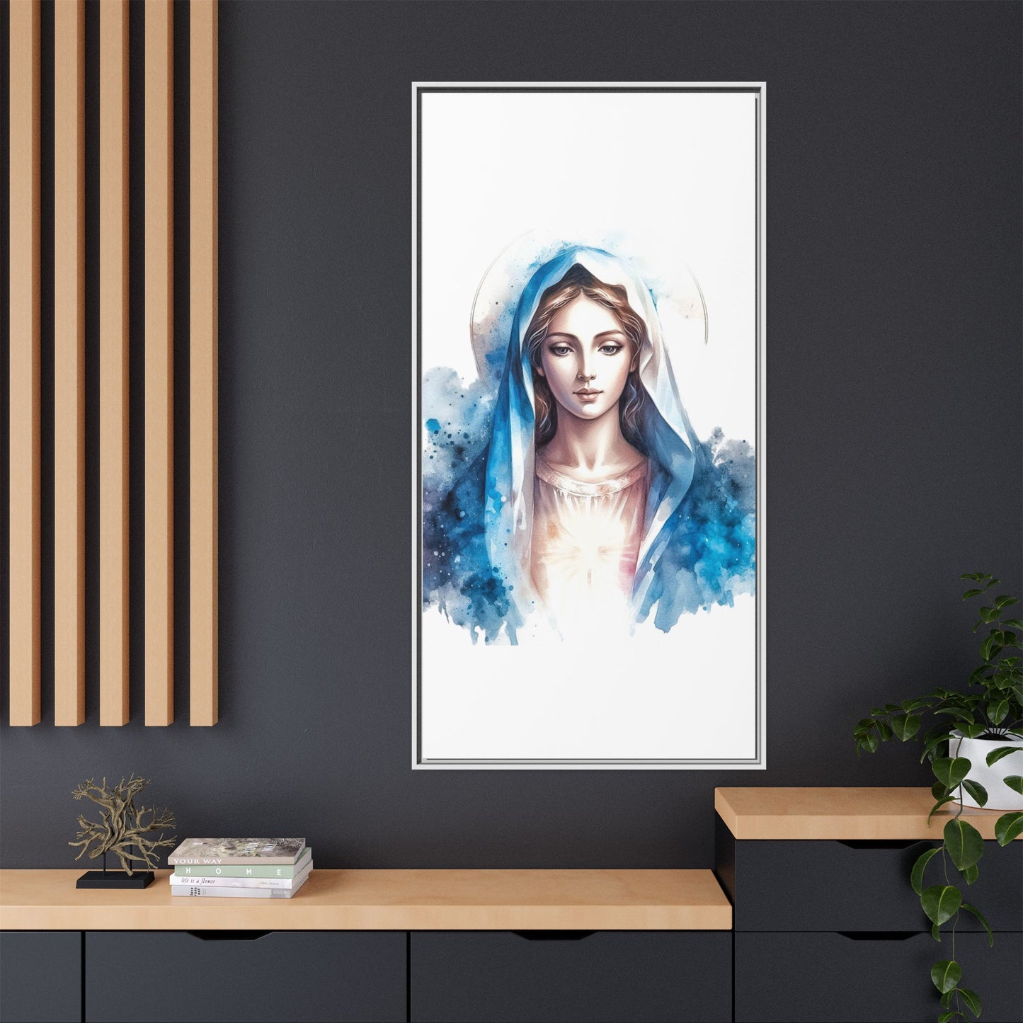 Framed Canvas Art Print, Spiritual Decor, Religious Artwork, Wall Decor, Gift for Faith, Elegant Home Decoration