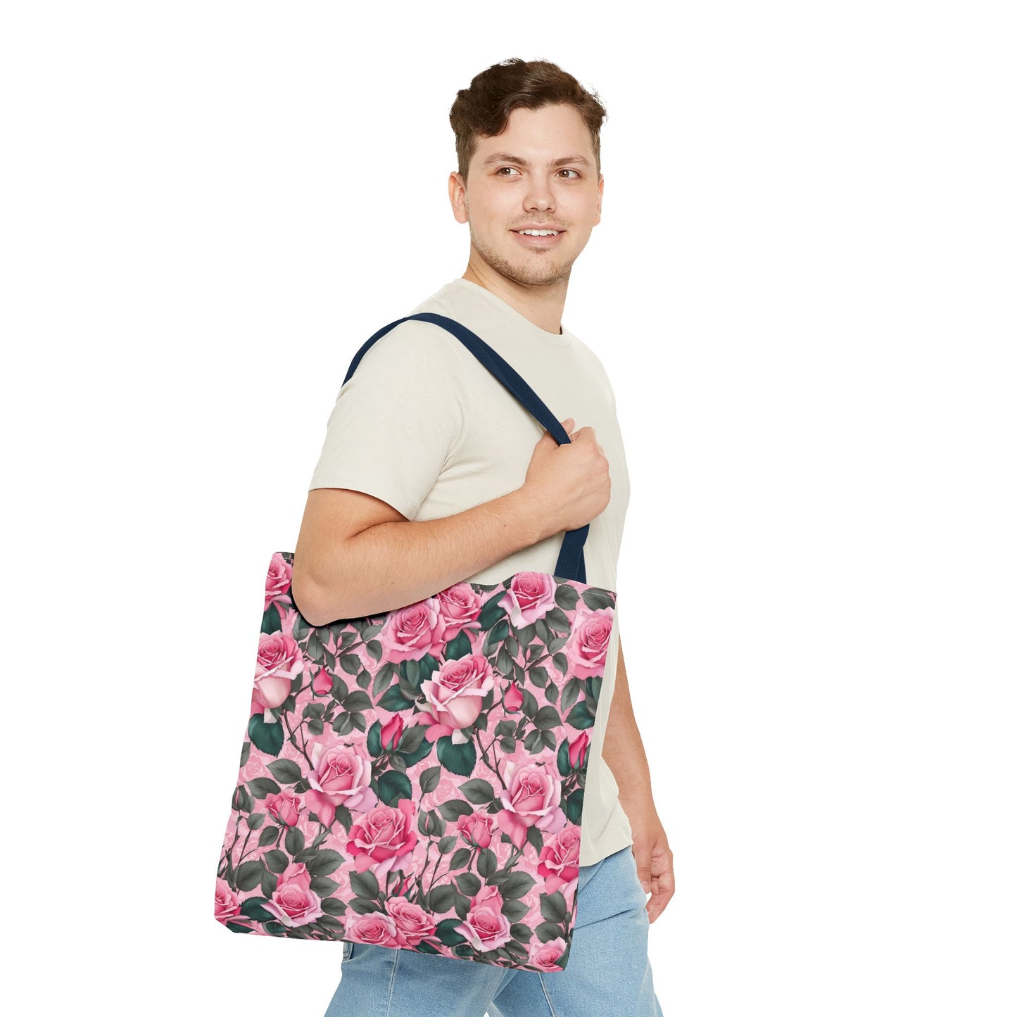Pretty Pink Floral Tote Bag, Stylish Reusable Bag, Shopping Tote, Gift for Her, Eco-Friendly, Mother's Day Gift