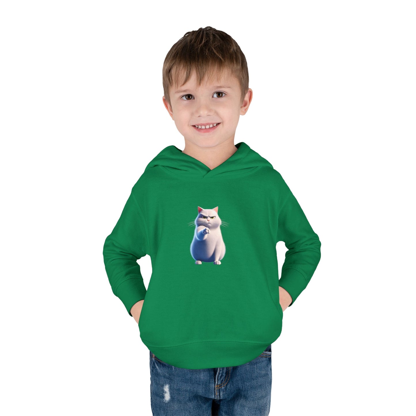 Cute Cat Toddler Hoodie, Fleece Pullover, Kids Sweatshirt, Birthday Gift, Animal Lover Apparel, Cozy Kids Clothing