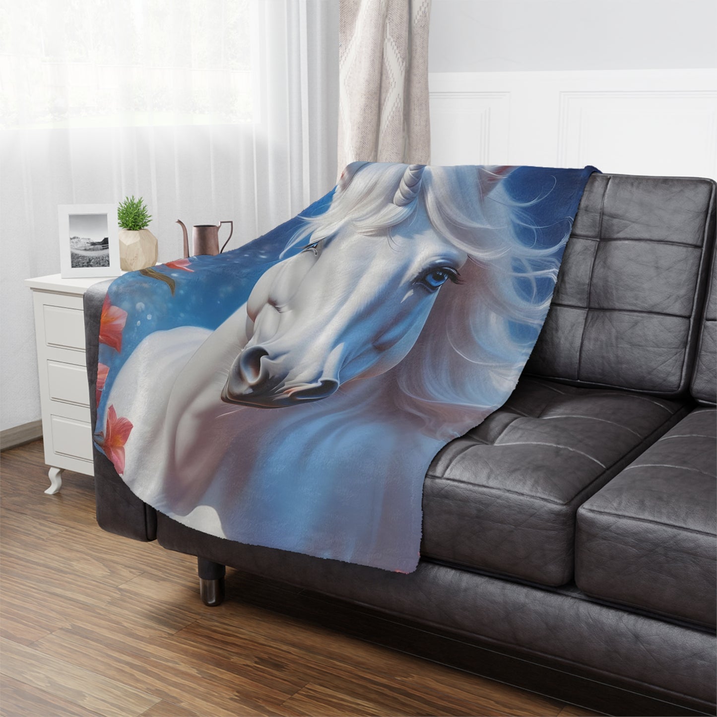 Magical White Unicorn Minky Blanket — Soft Fantasy Throw for Kids & Unicorn Lovers