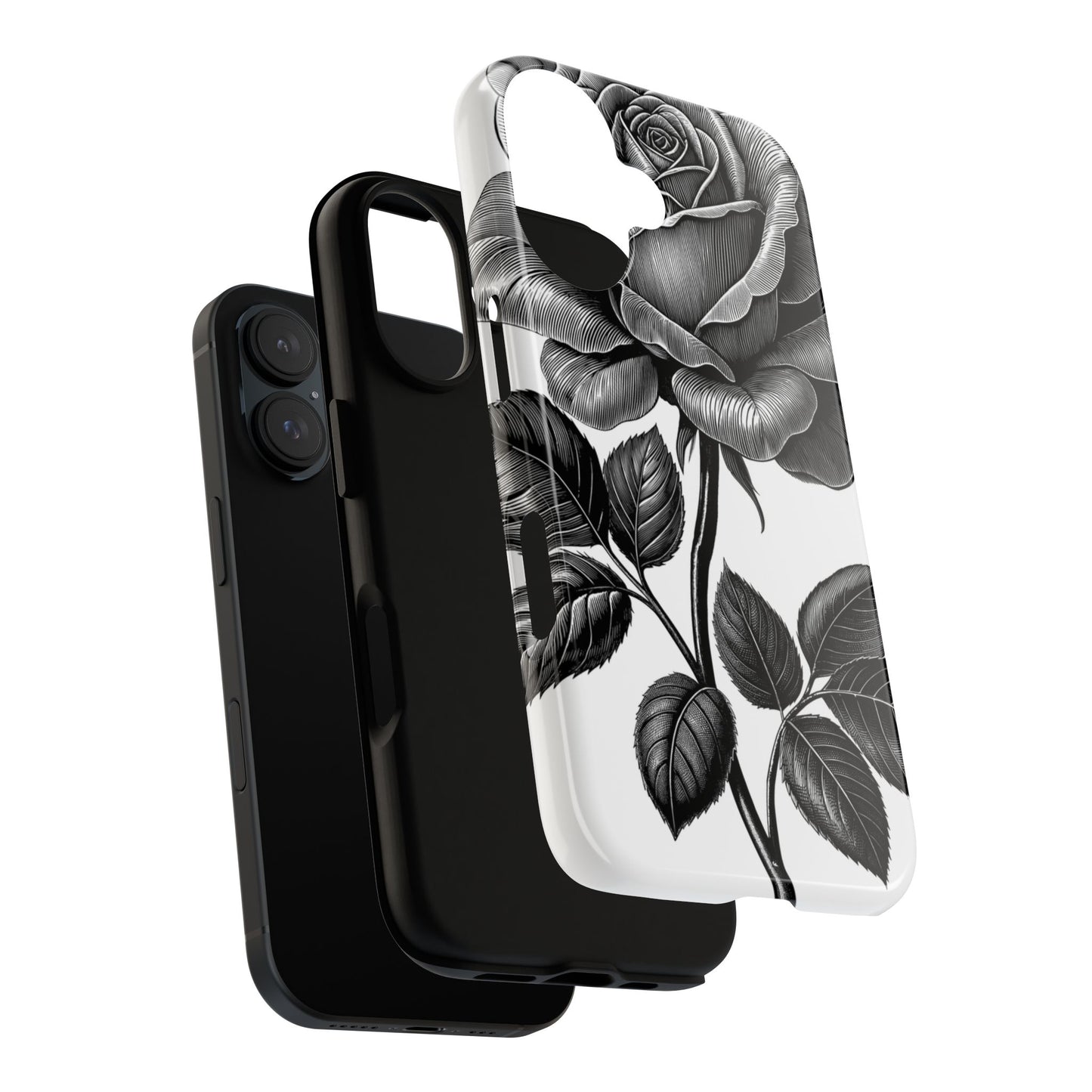 Elegant Floral Phone Case - Tough Cases, Black Rose Design, Floral Phone Cover, Stylish Phone Accessory, Gift for Her, Mother's Day