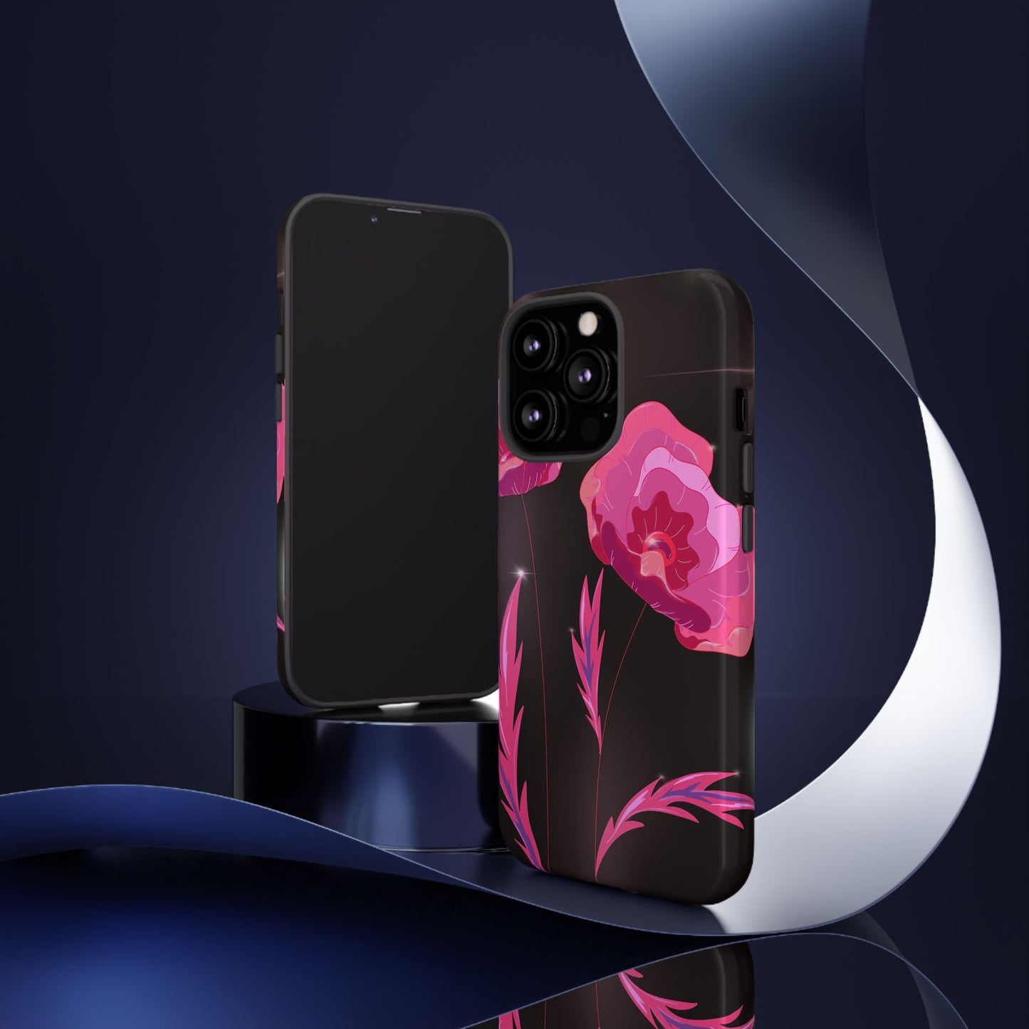 Floral iPhone Case | Tough Cases with Pink Poppy Design, Elegant Flower Phone Cover, Gift for Her, Spring Accessories, Chic Tech