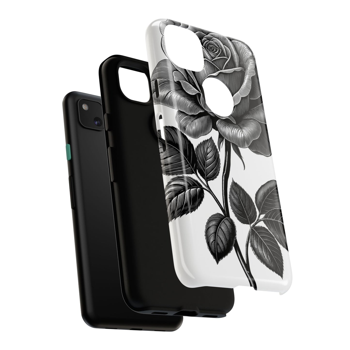 Elegant Floral Phone Case - Tough Cases, Black Rose Design, Floral Phone Cover, Stylish Phone Accessory, Gift for Her, Mother's Day