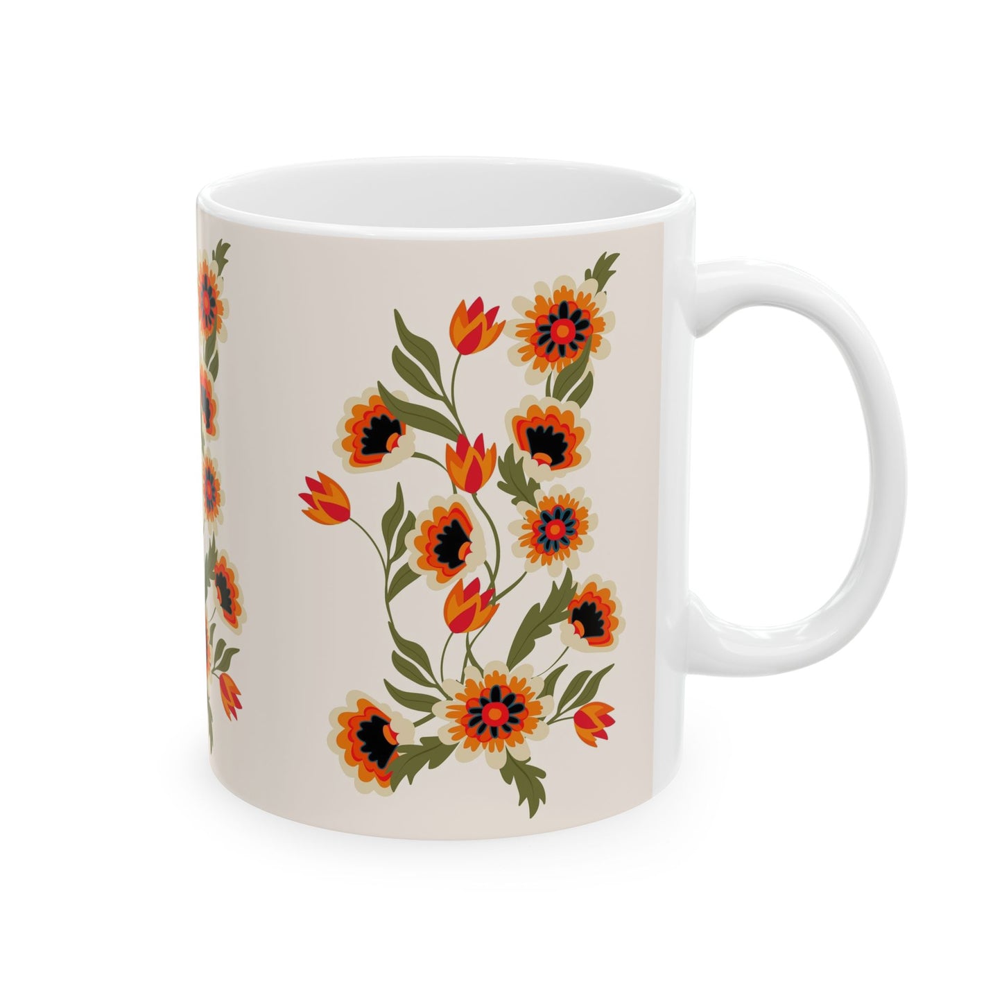 Floral Patterned Ceramic Mug - Cozy Gift for Garden Lovers, Coffee Lovers, Home Decor, Mother's Day, Birthdays