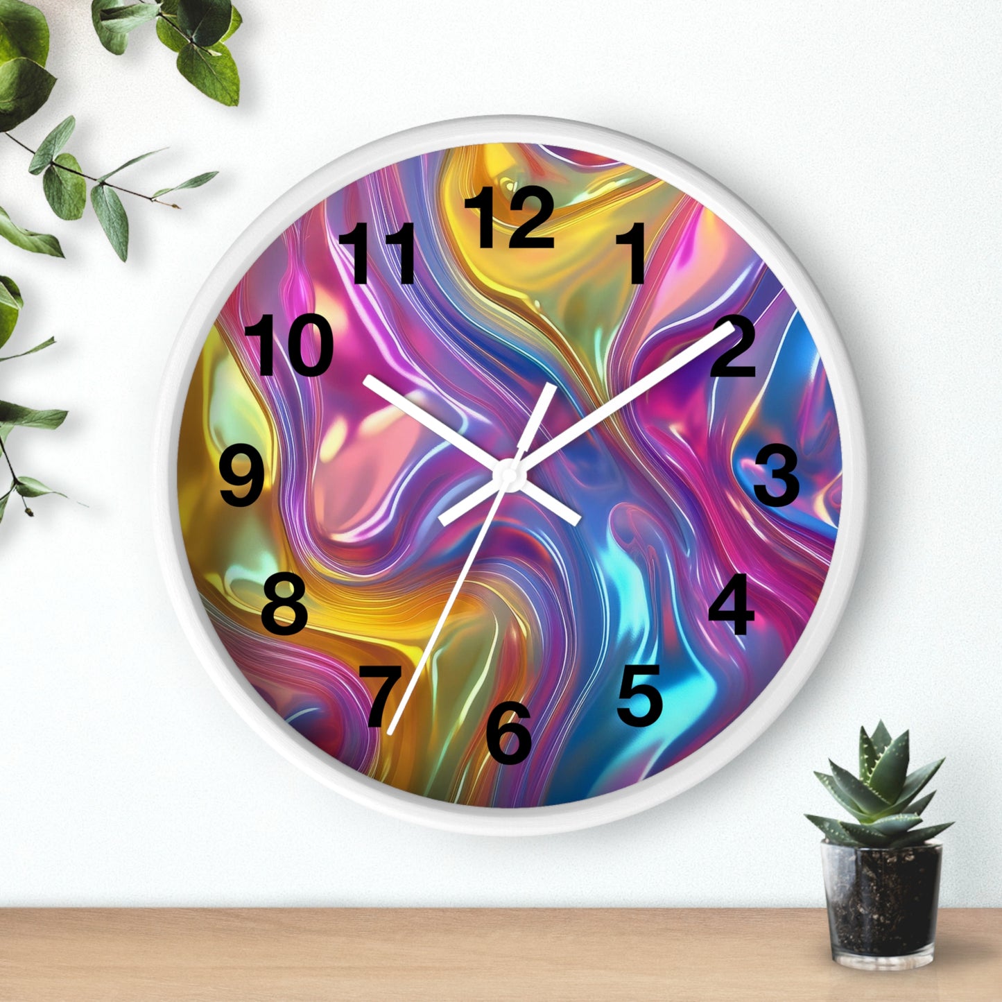 Vibrant Swirl Wall Clock – Colorful Home Decor, Modern Art Clock, Unique Gift, Living Room Accent, Abstract Wall Art