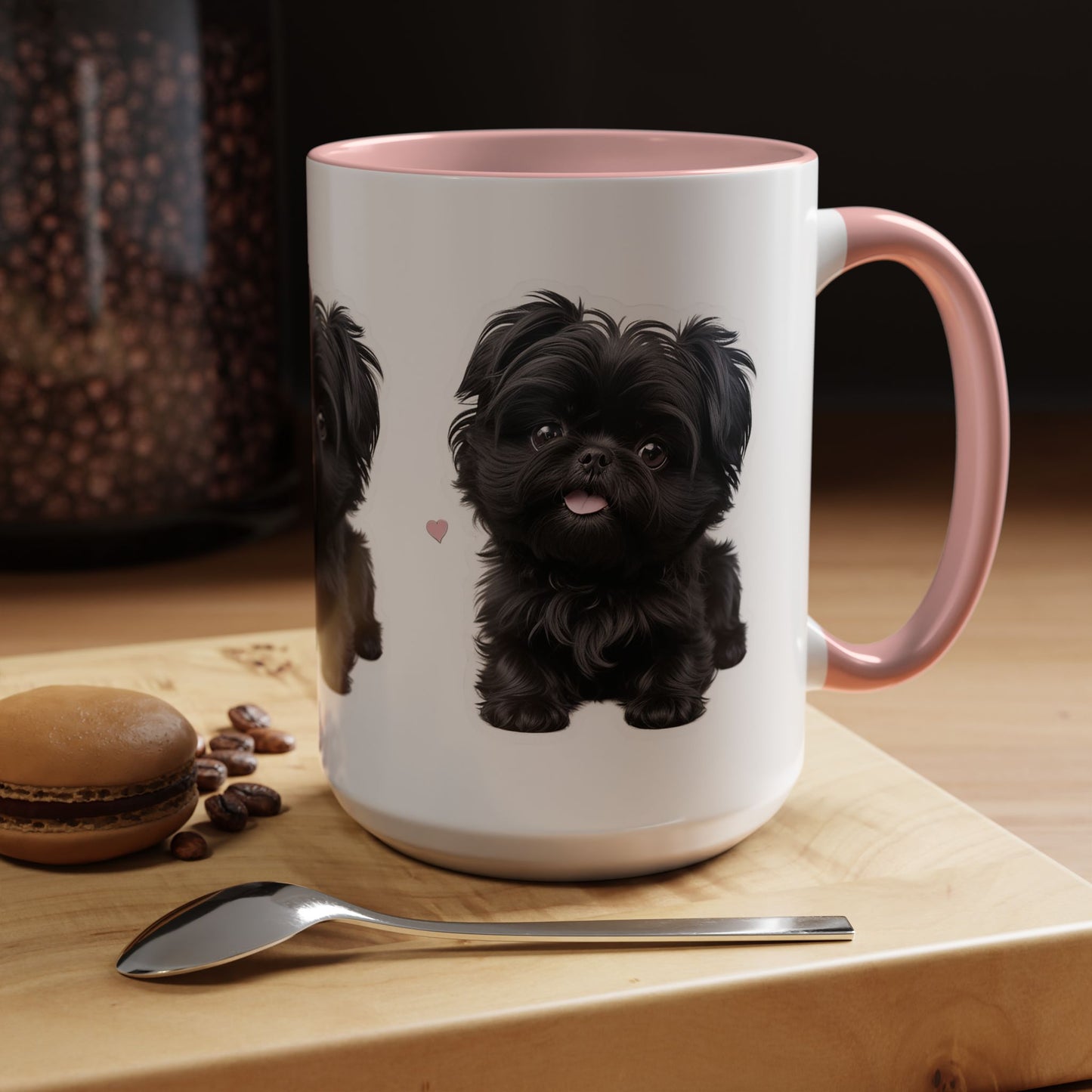 Cute Pug Accent Coffee Mug, Pet Lover Gift, Coffee Cup, Dog Mom Mug, Black Dog Ceramic Mug
