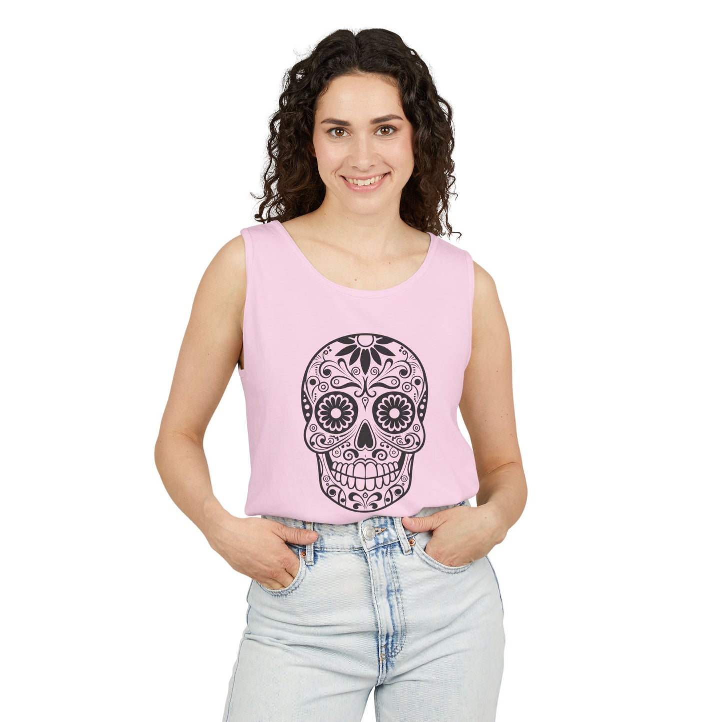 Skull Design Tank Top - Unisex, Cotton Muscle Tee for Festivals
