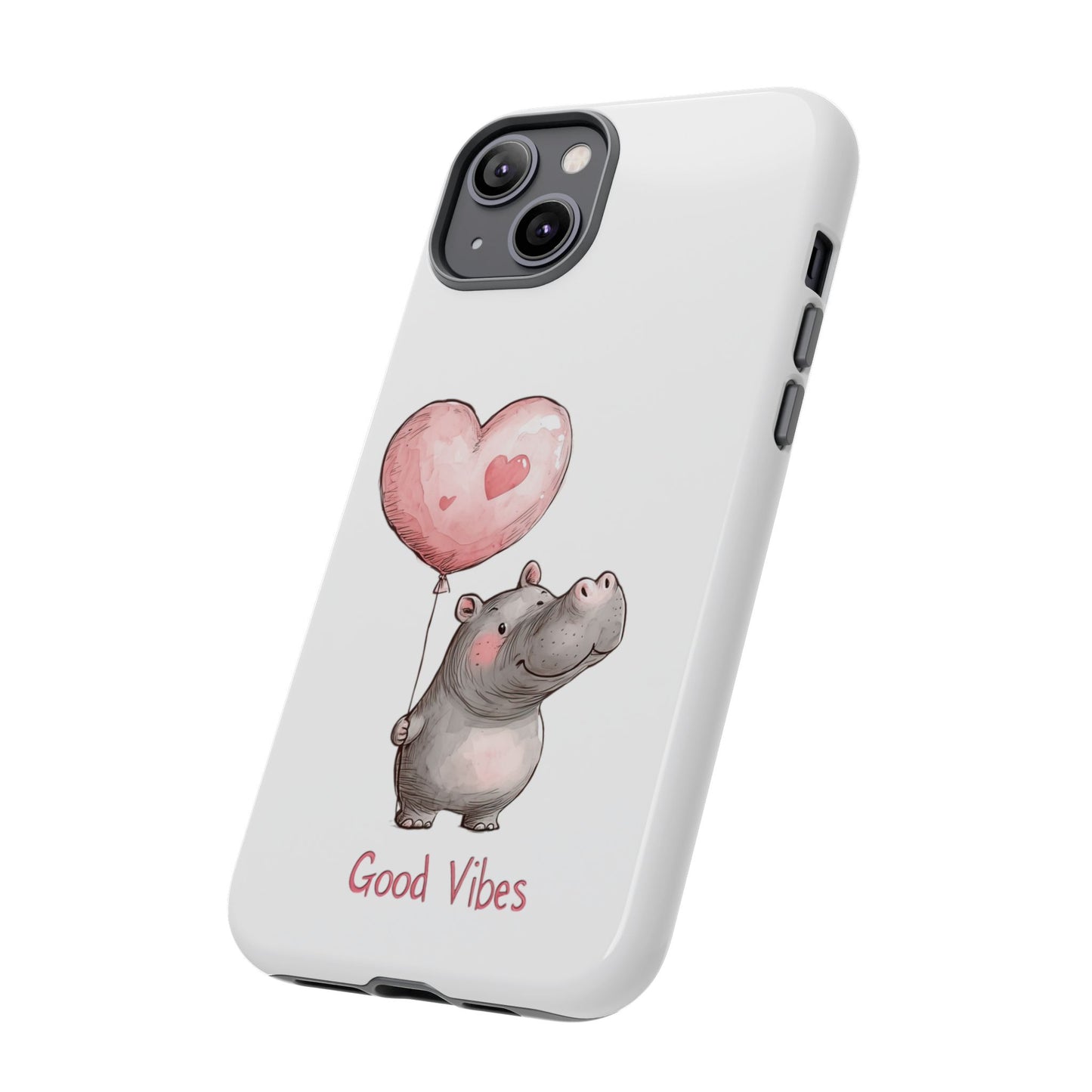 Cute Hippo Phone Case - Good Vibes Design, Animal Lover Gift, Fun Accessory, Birthday Present, Phone Accessories
