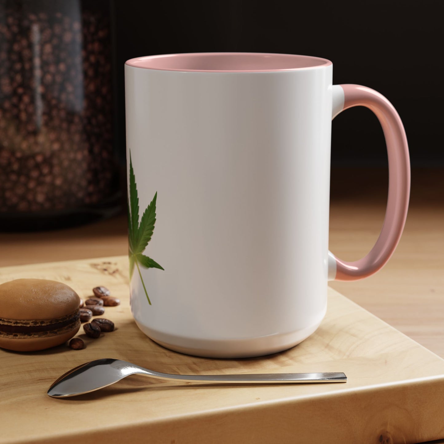 Marijuana Leaf Accent Coffee Mug | Cannabis Lover's Gift, Unique Coffee Cup, Pothead Mug, Stoner Gift Idea, Greenery Decor