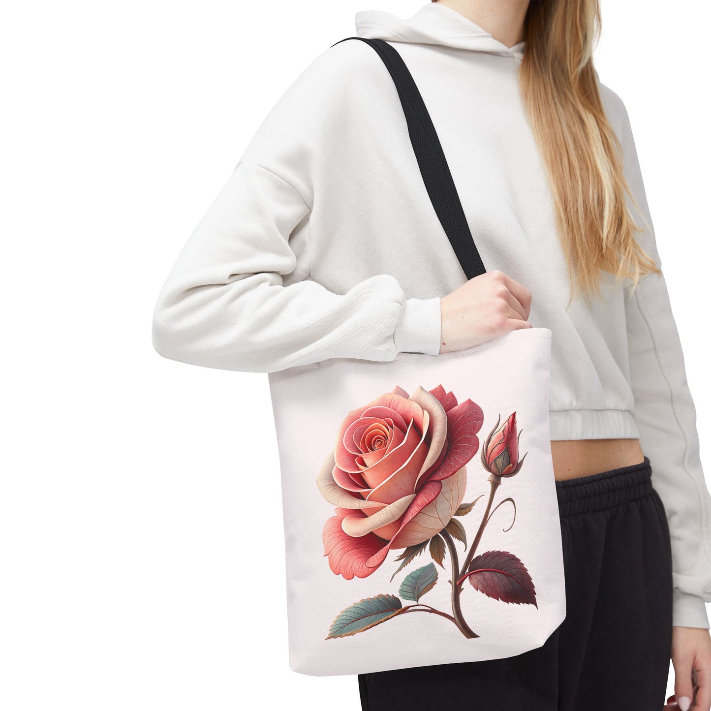 Romantic Floral Tote Bag, Rose Design, Chic Bag, Stylish Carryall, Perfect Gift for Her, Everyday Use, Eco-Friendly
