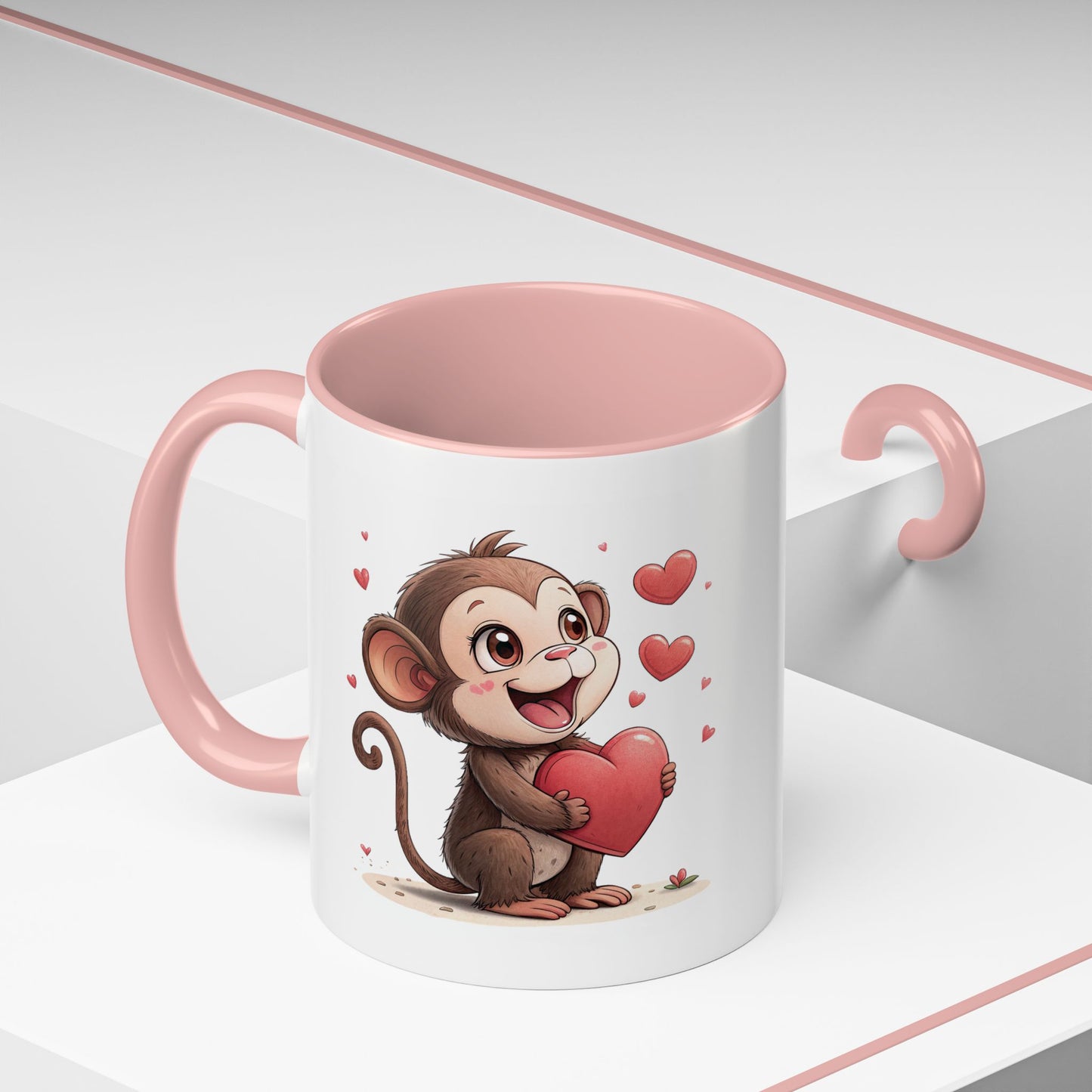Cute Monkey Love Coffee Mug, Valentine's Gift, Animal Lover's Mug, Heartfelt Coffee Cup, Fun Kitchen Decor