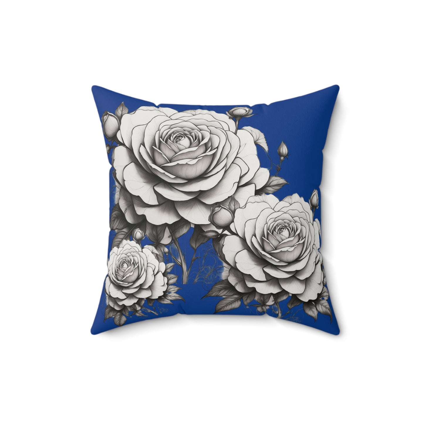 Elegant Floral Rose Pillow Cover, Home Decor Cushion, Gift for Her, Blue and White Style, Cozy Living Room Accent