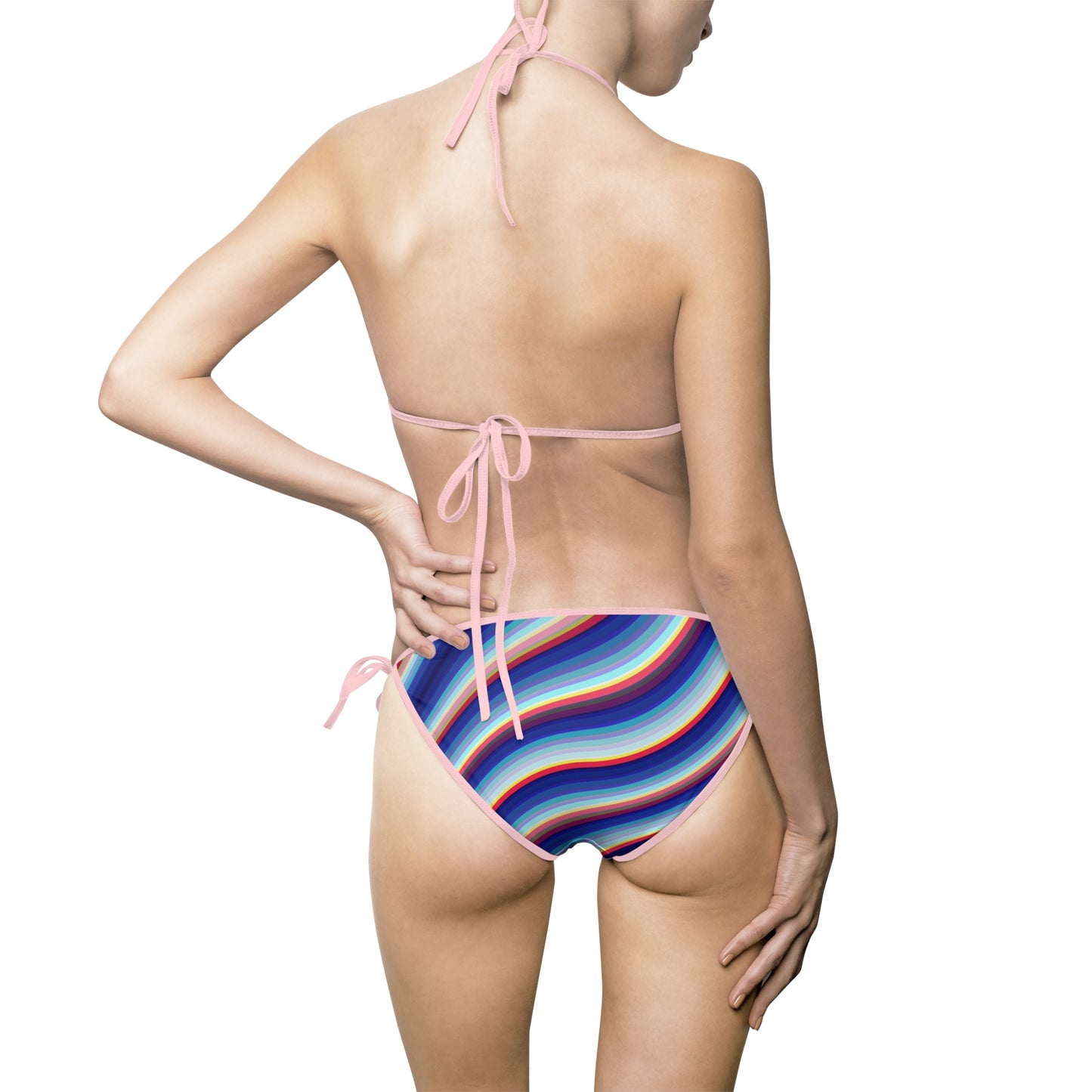 Women's Colorful Stripe Bikini Set, Summer Beachwear, Swimsuit, Vacation Essentials, Pool Party Attire, Trendy Swimwear